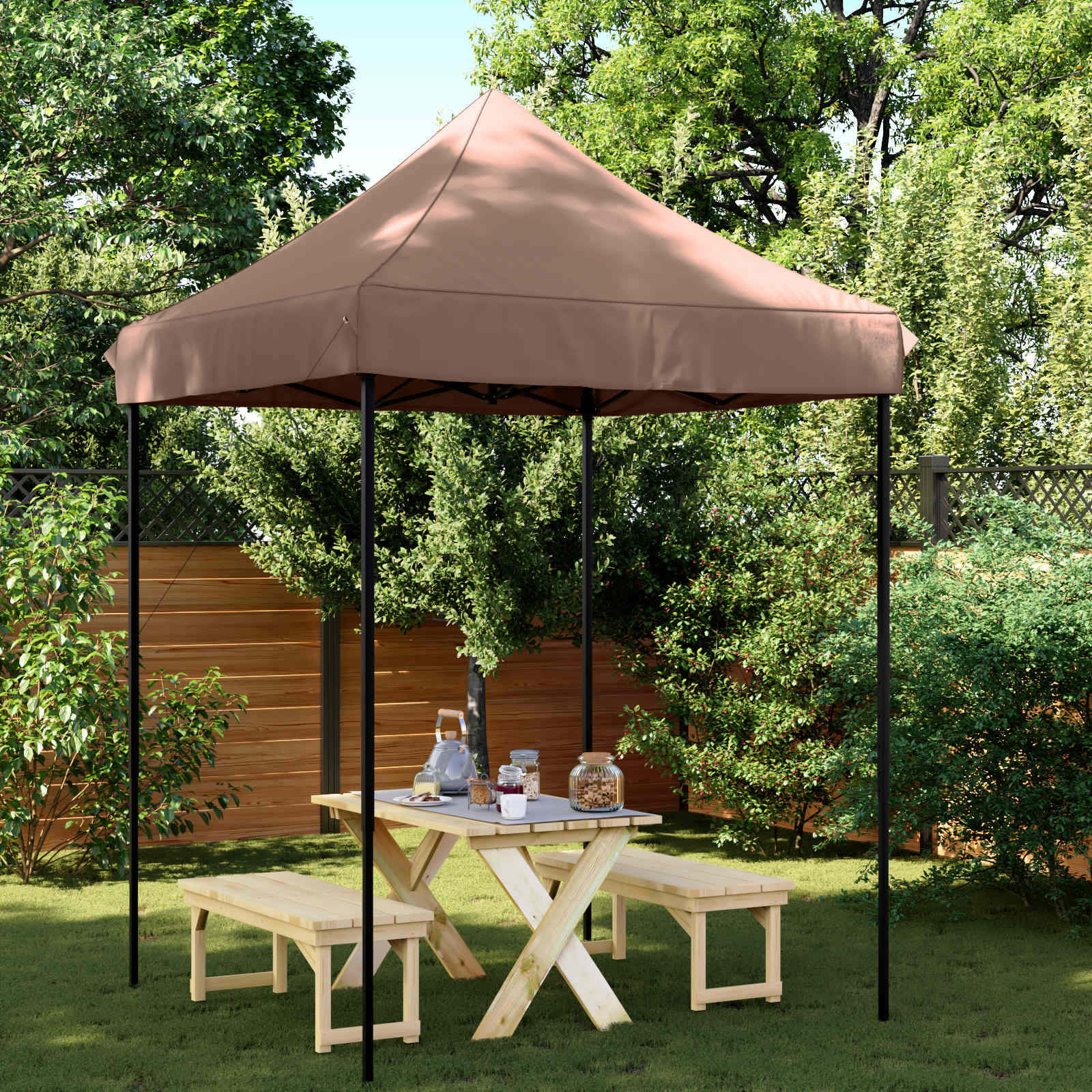 vidaXL Party-Zelt Braun 200 x 200 x 306 cm Oxford-Stoff