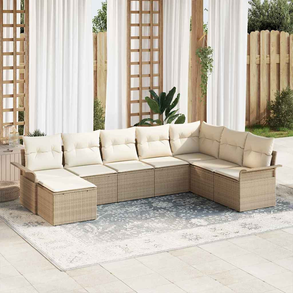 vidaXL Gartensofa-set mit Kissen 8 pcs Beige Poly-Rattan