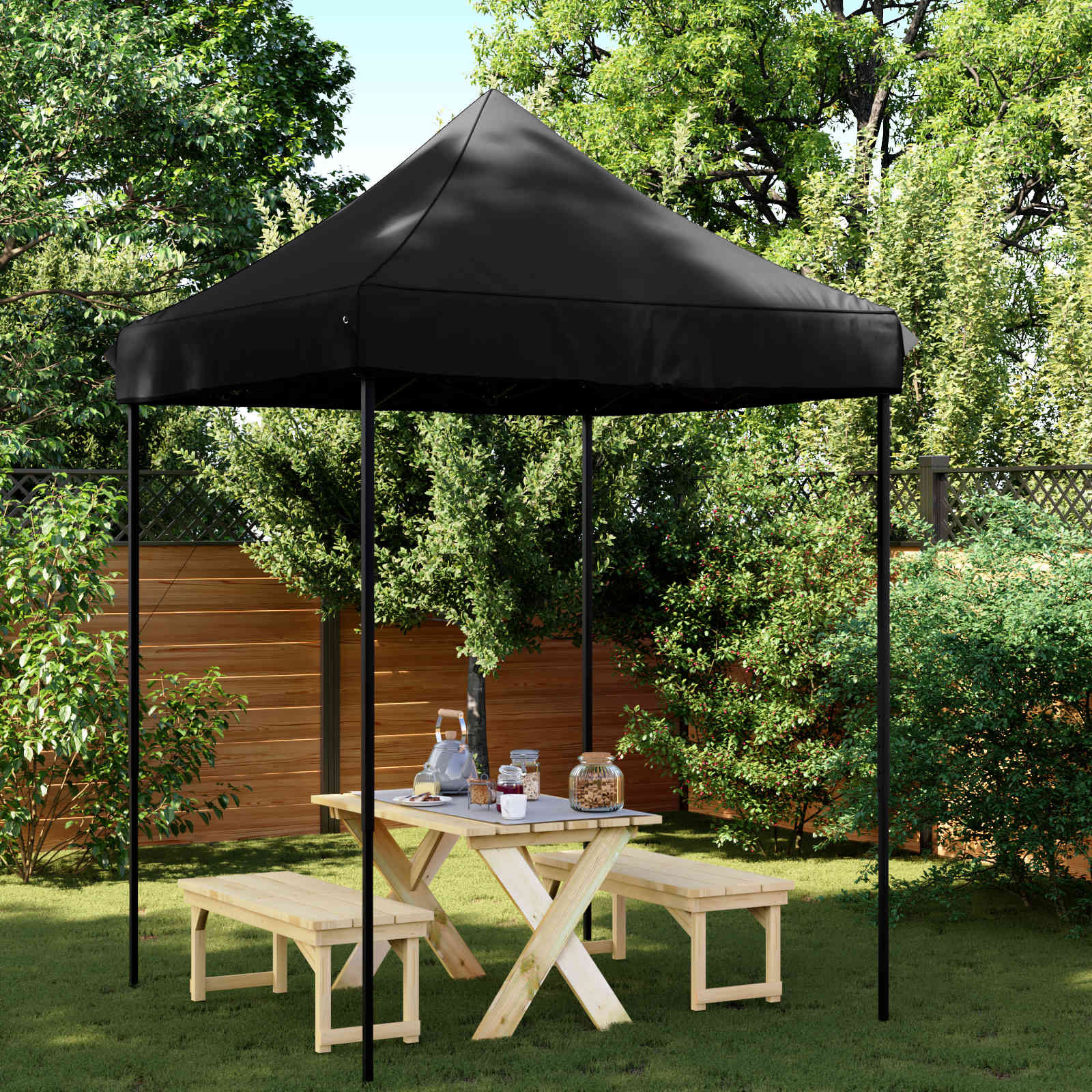 vidaXL Party-Zelt Schwarz 200 x 200 x 306 cm Oxford-Stoff