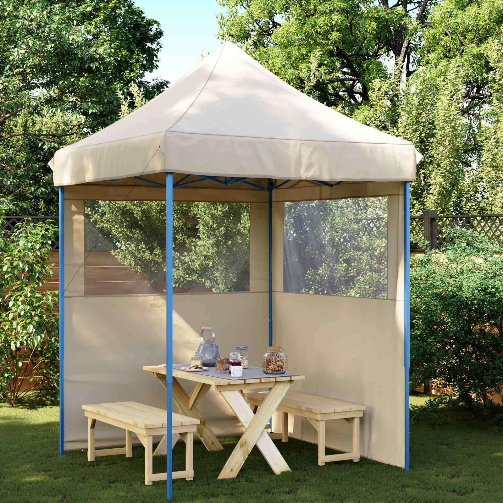 vidaXL Party-Zelt Beige 200 x 200 x 306 cm Oxford-Stoff