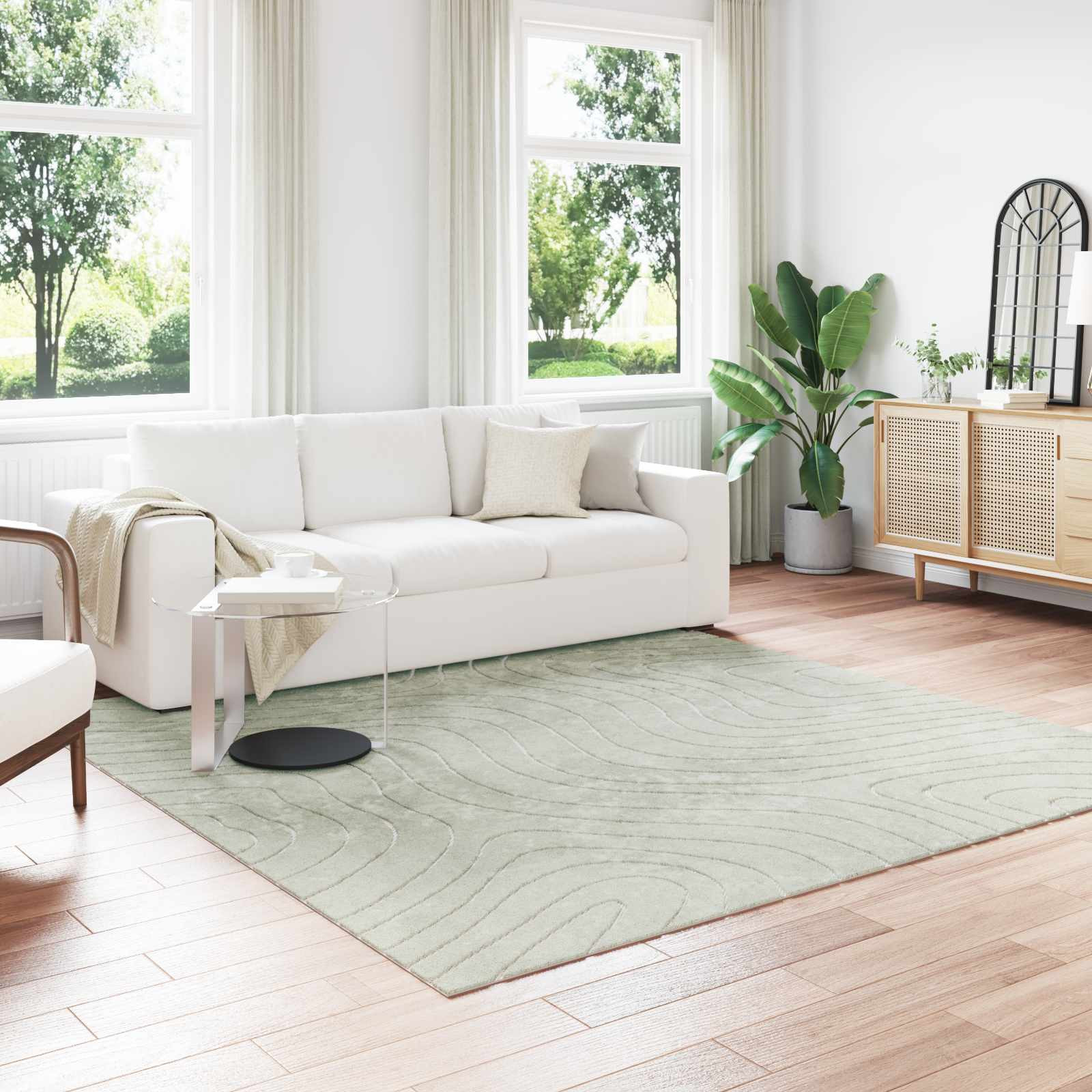 vidaXL Bereichsteppiche PALMERAS Grün 240 x 240 cm Polyester