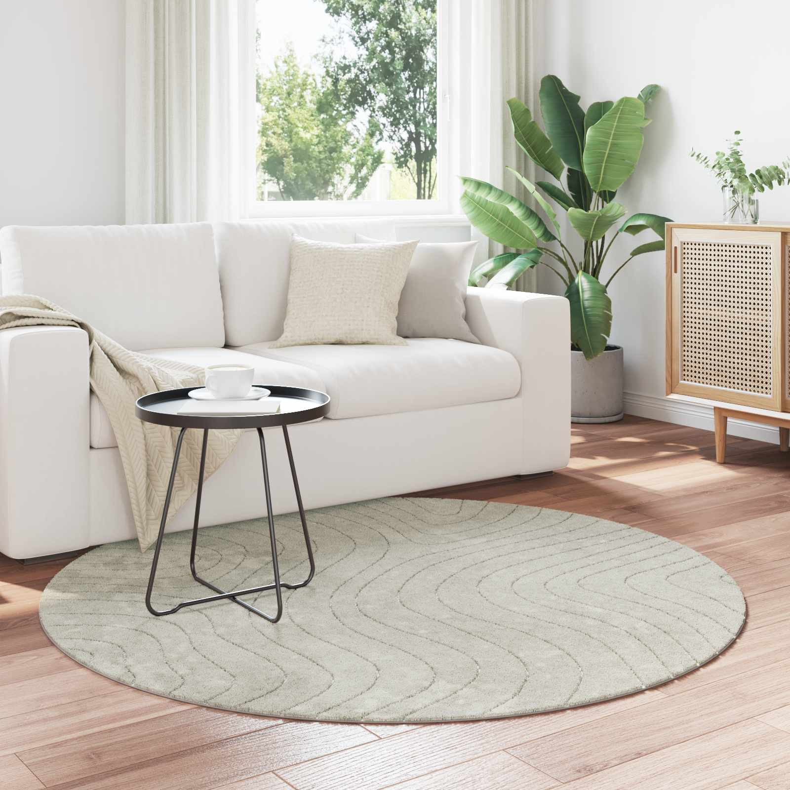 vidaXL Bereichsteppiche Rund PALMERAS Grün Ø 120 CM Polyester