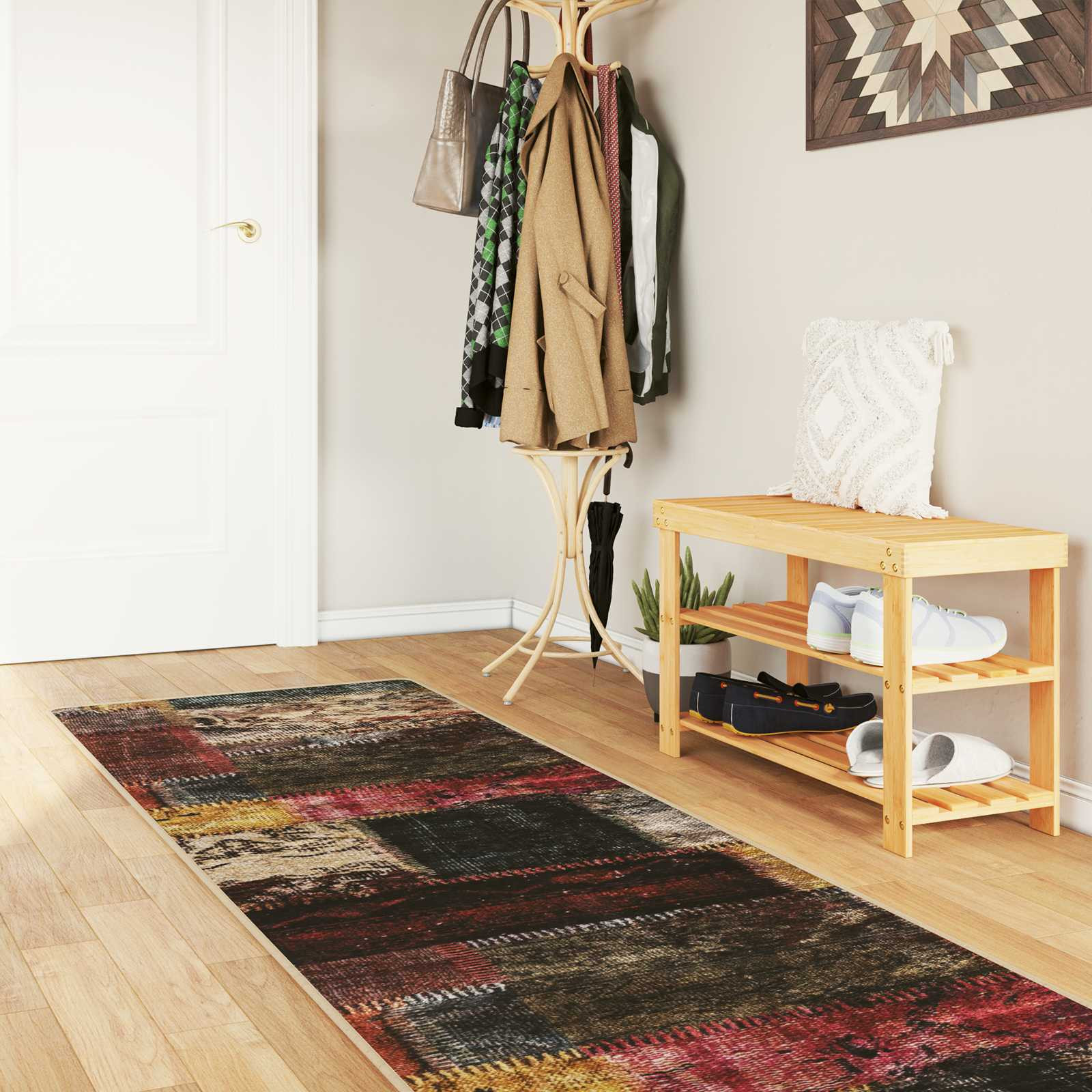 vidaXL Teppichläufer MARSA Mehrfarbig 100 x 450 cm Polyester und PVC