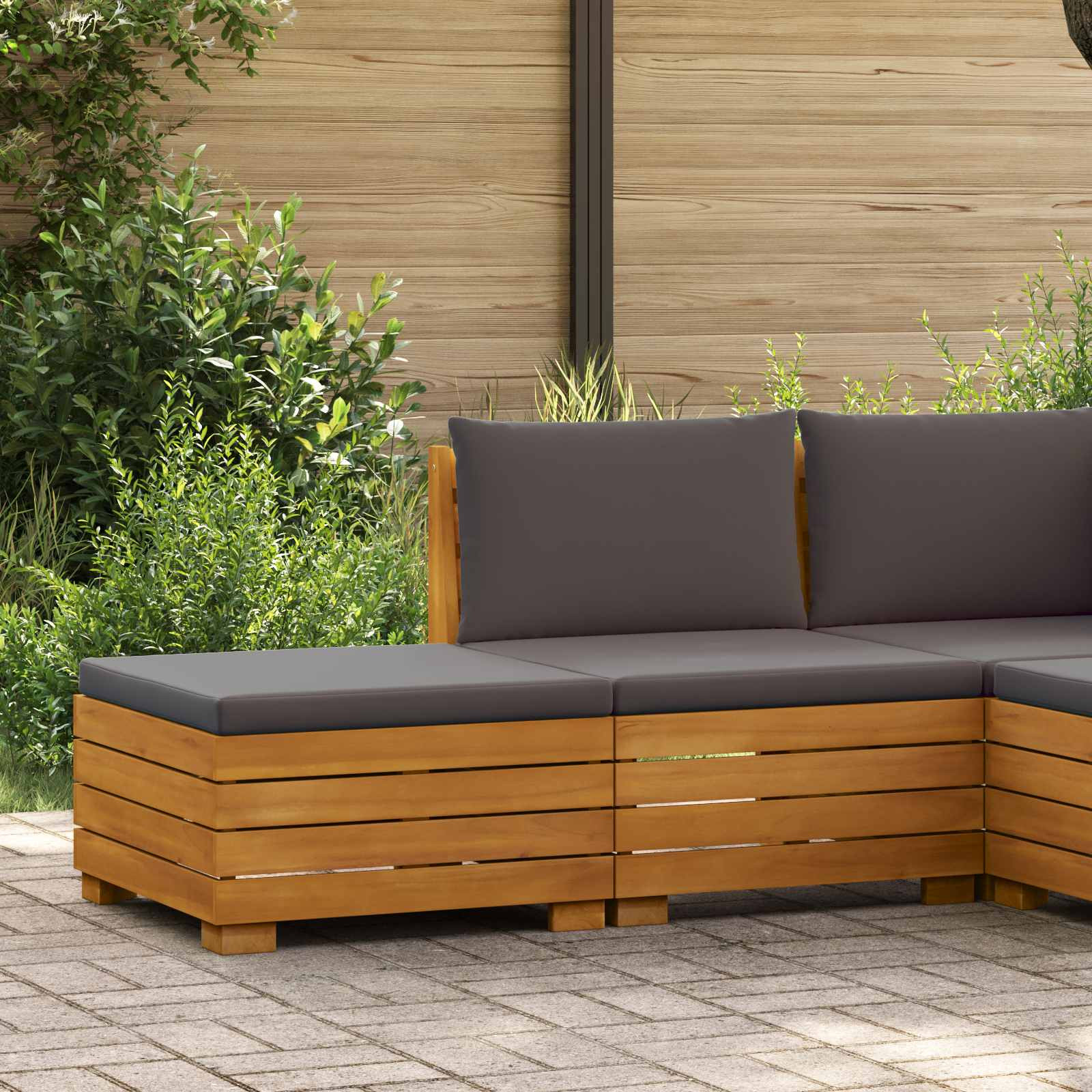 vidaXL Garten-Lounge-Set mit Kissen 2 Stück Braun Massivholz Akazie