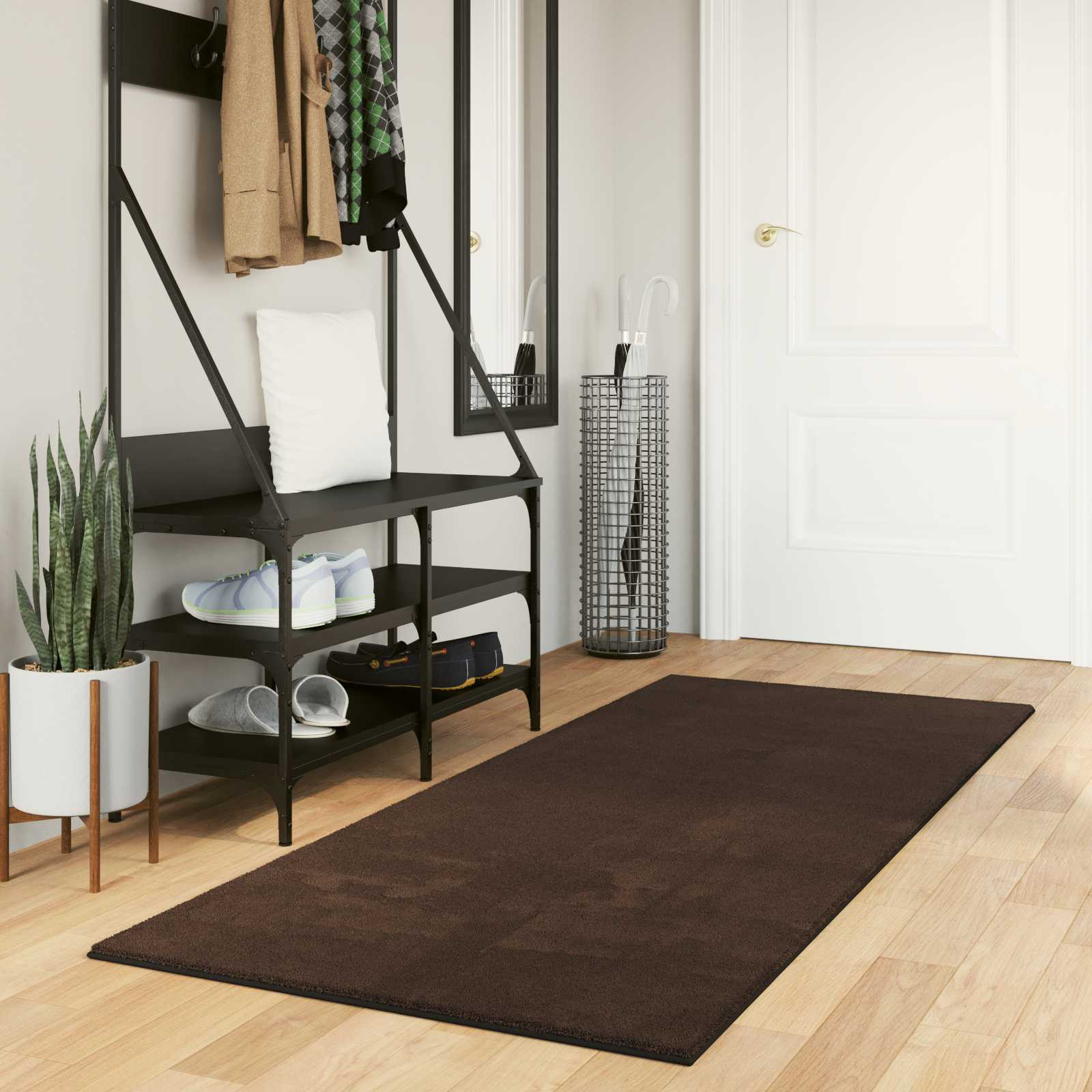 vidaXL Mittlerer Flor weicher und waschbarer Teppich HUARTE Braun