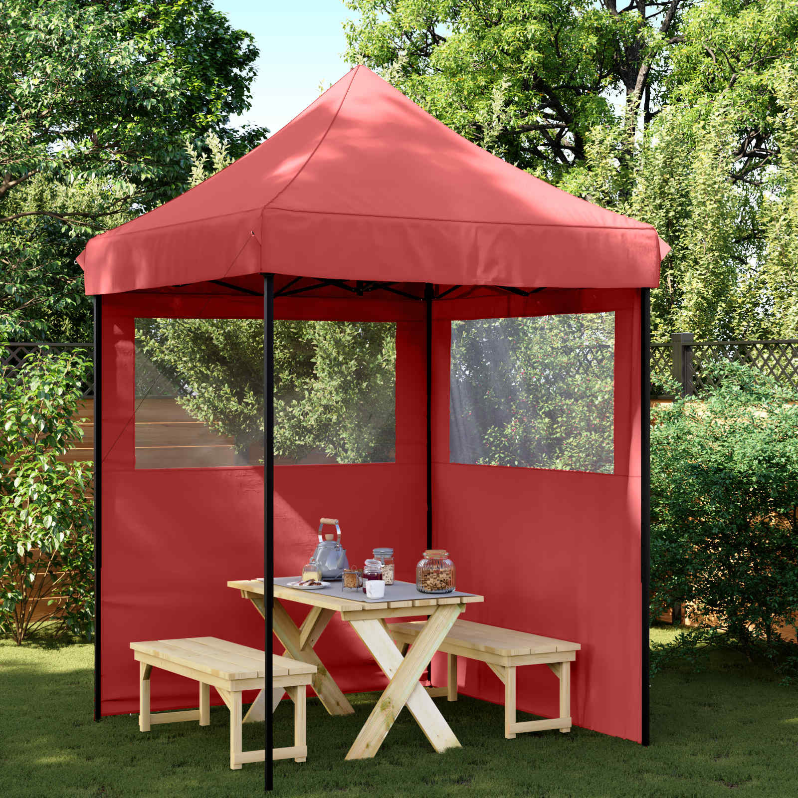 vidaXL Party-Zelt Bordeauxrot 200 x 200 x 306 cm Oxford-Stoff