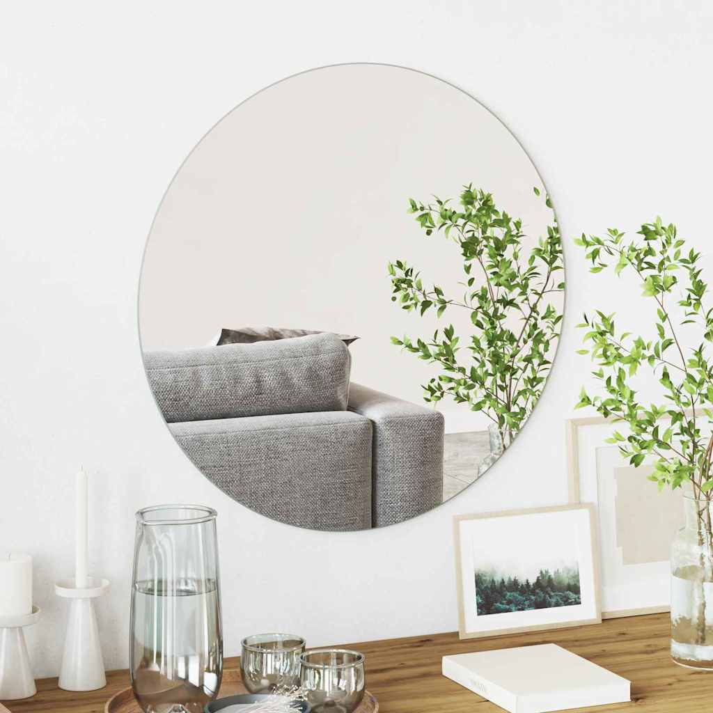 vidaXL Wandspiegel Rund Ø 60 cm Gehärtetes Glas