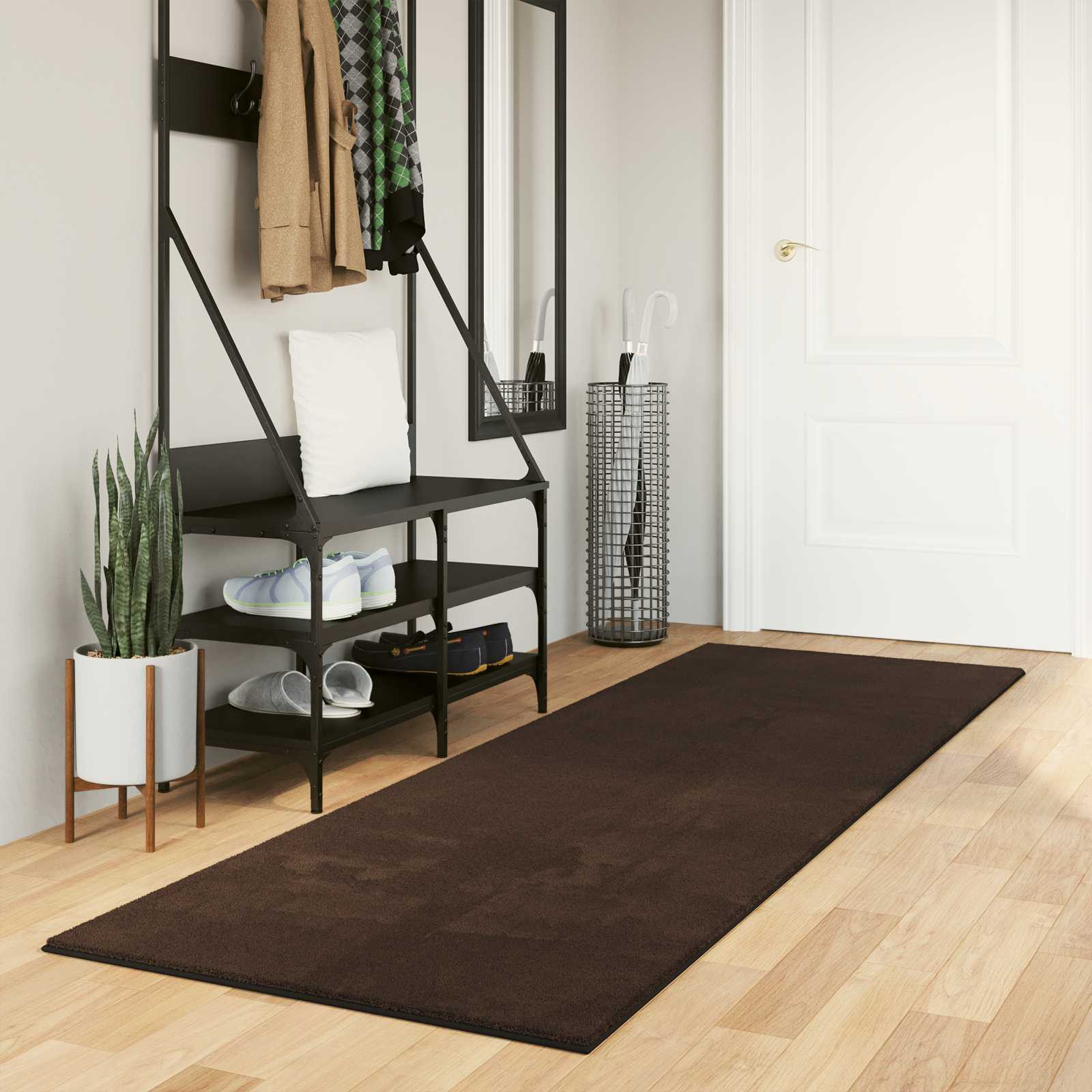 vidaXL Mittlerer Flor weicher und waschbarer Teppich HUARTE Braun