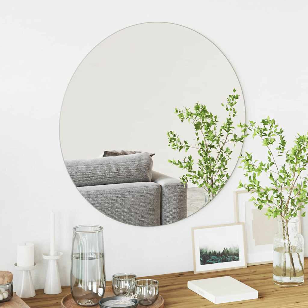 vidaXL Wandspiegel Rund Ø 70 cm Gehärtetes Glas