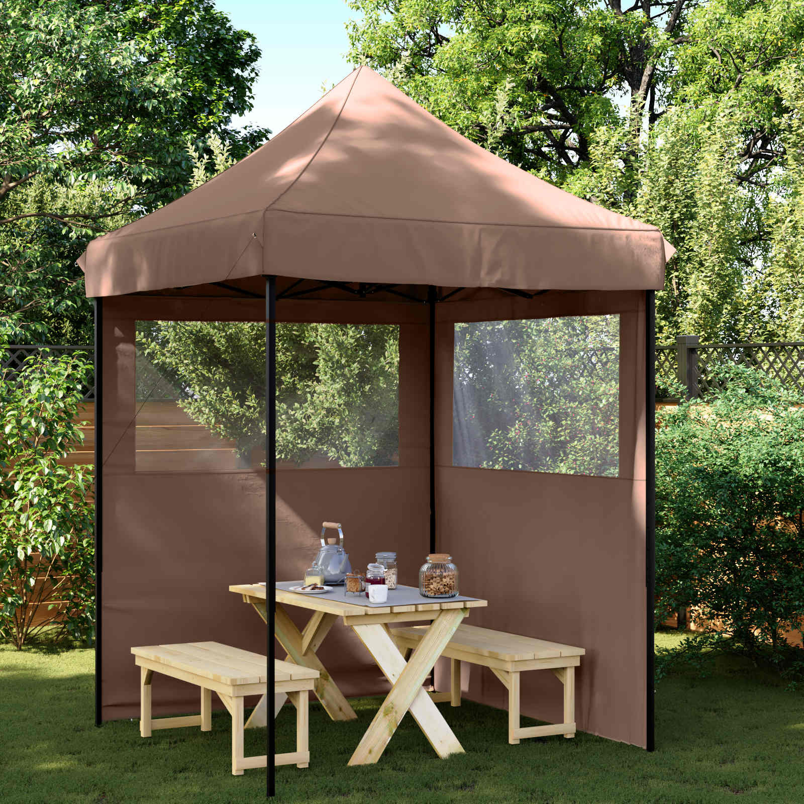 vidaXL Party-Zelt Braun 200 x 200 x 306 cm Oxford-Stoff