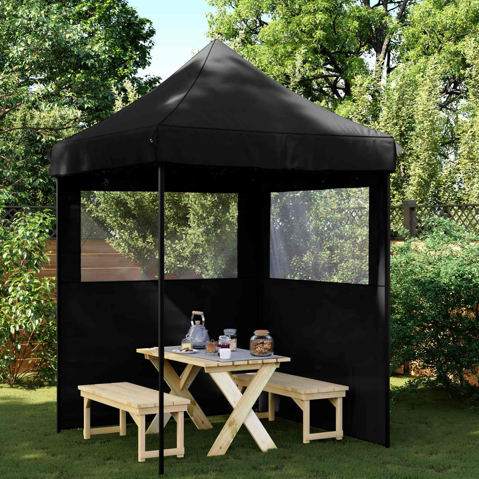 vidaXL Party-Zelt Schwarz 200 x 200 x 306 cm Oxford-Stoff