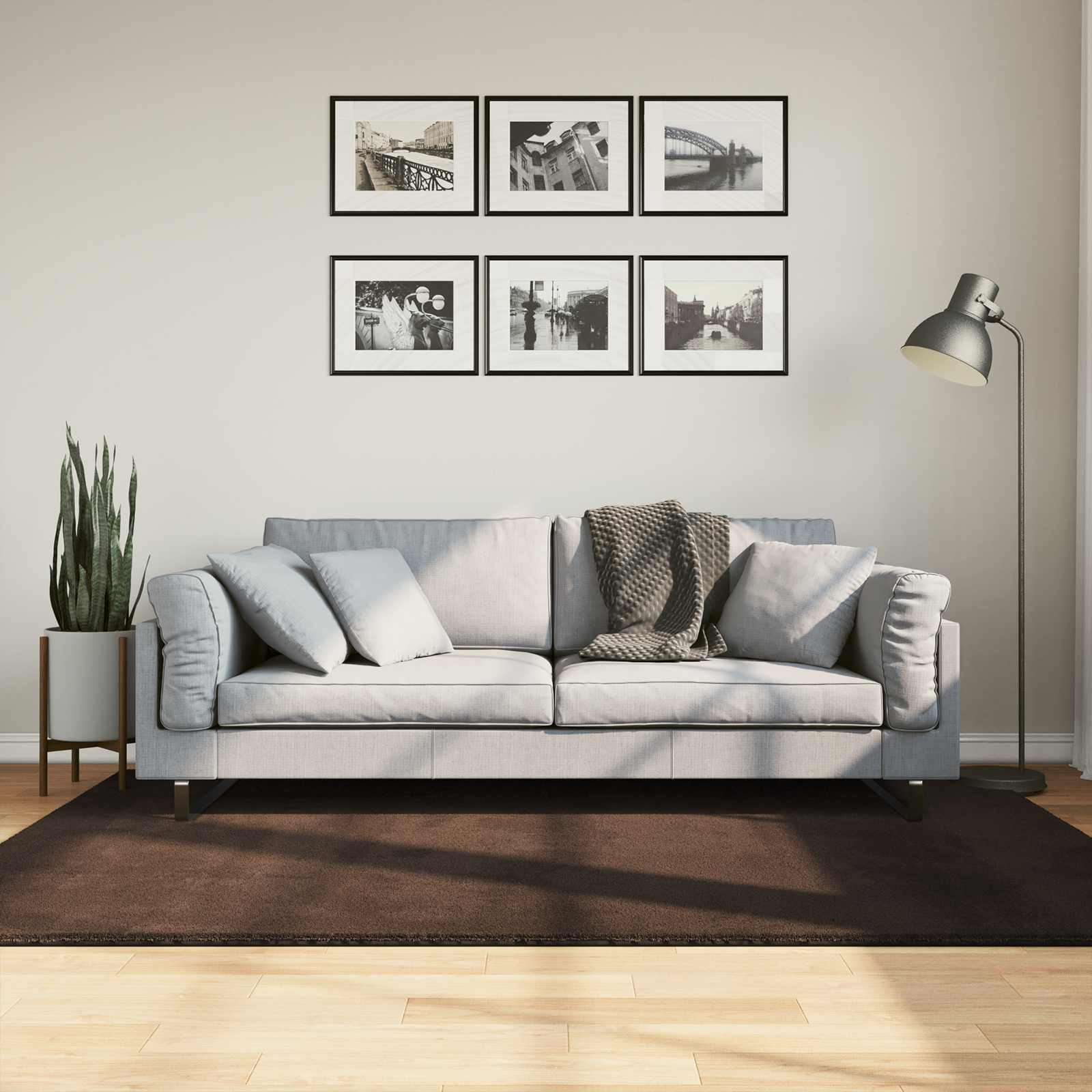 vidaXL Mittlerer Flor weicher und waschbarer Teppich HUARTE Braun