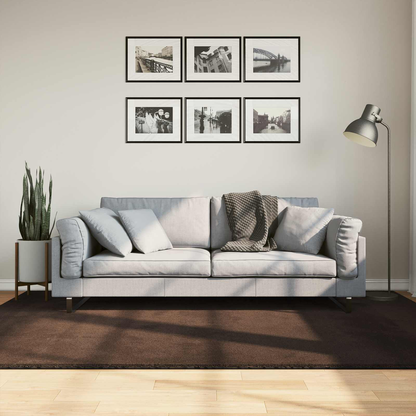vidaXL Mittlerer Flor weicher und waschbarer Teppich HUARTE Braun