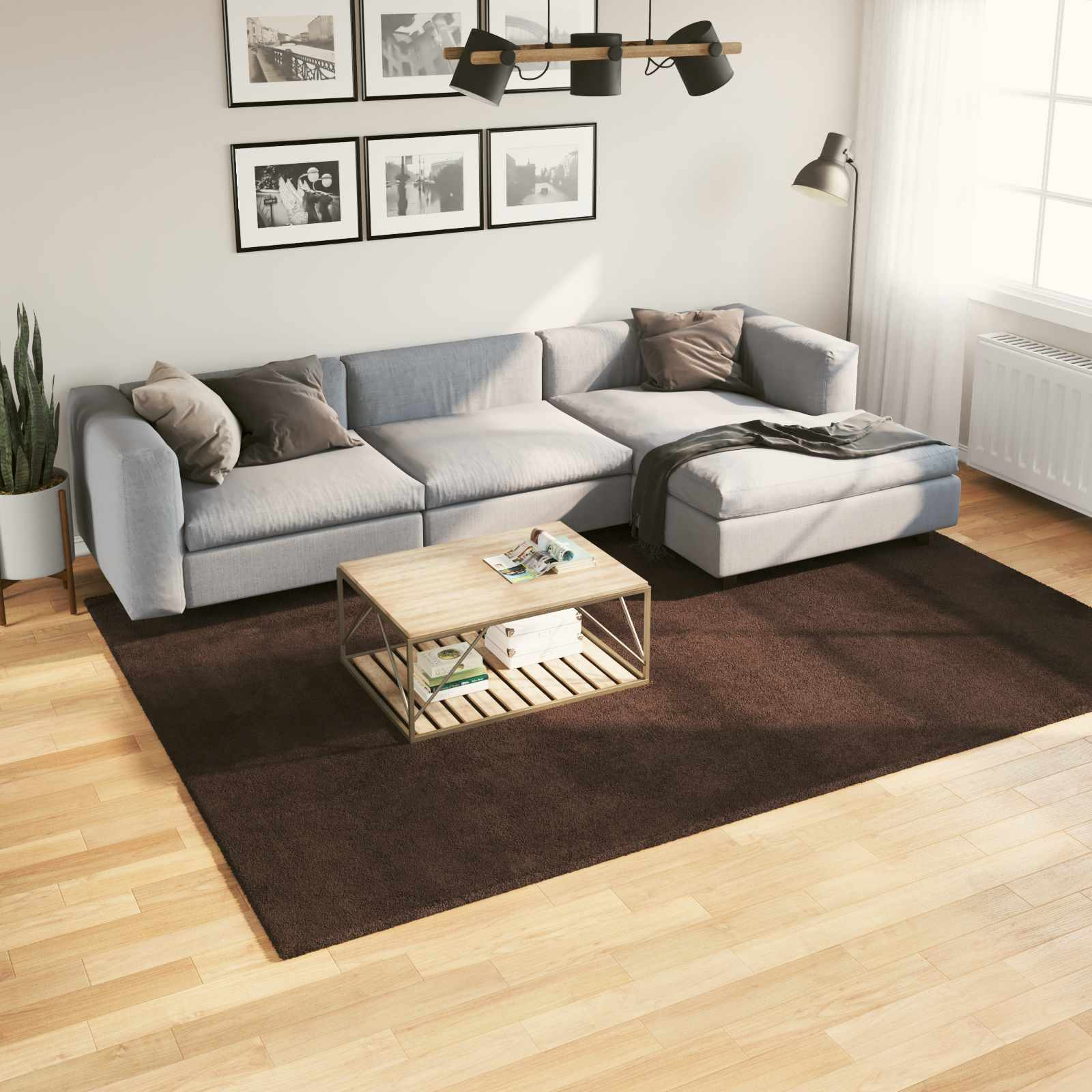 vidaXL Mittlerer Flor weicher und waschbarer Teppich HUARTE Braun