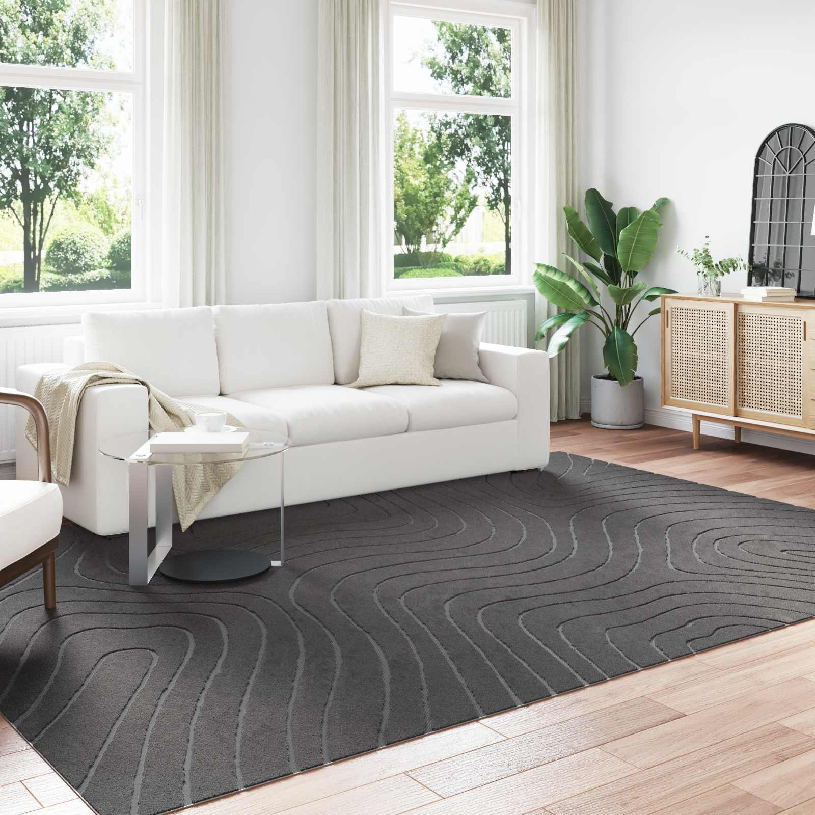 vidaXL Bereichsteppiche PALMERAS Anthrazit 280 x 200 cm Polyester