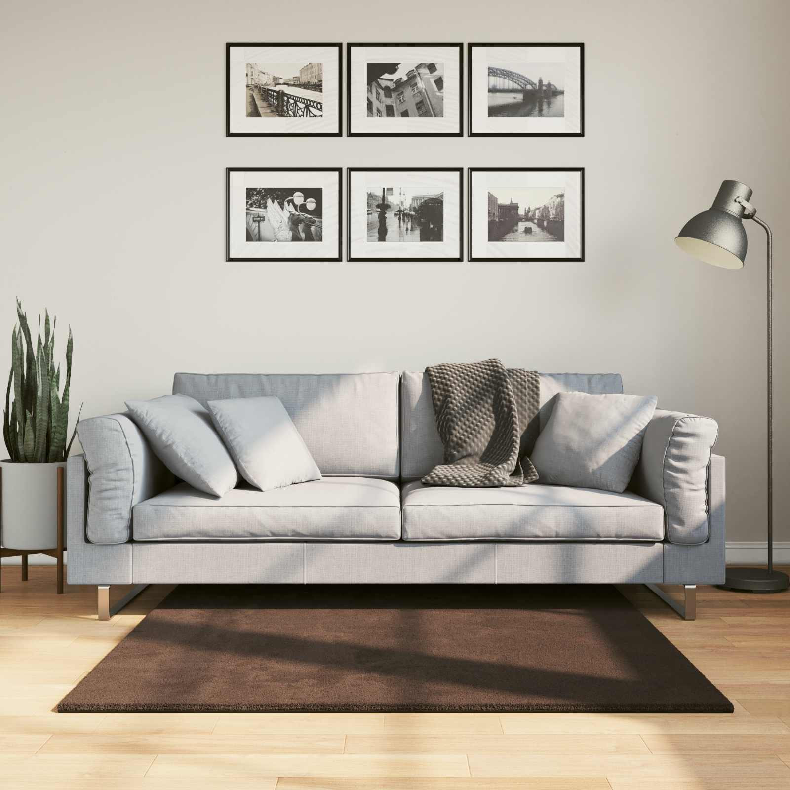 vidaXL Mittlerer Flor weicher und waschbarer Teppich HUARTE Braun