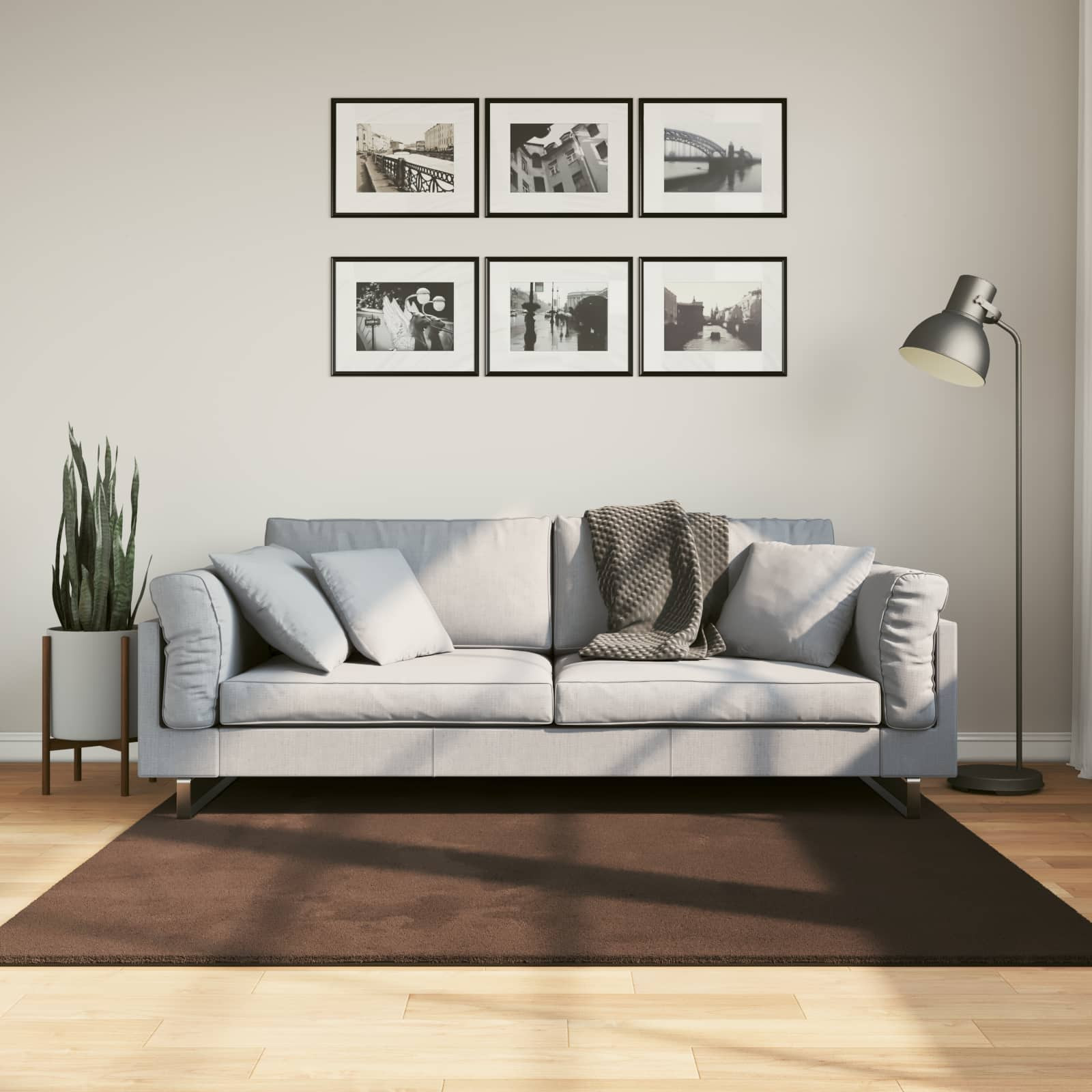 vidaXL Mittlerer Flor weicher und waschbarer Teppich HUARTE Braun