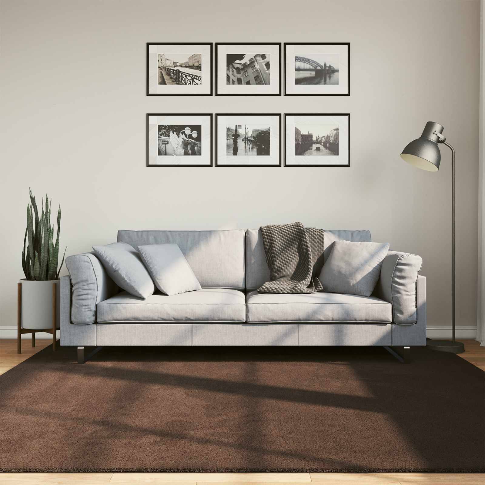 vidaXL Mittlerer Flor weicher und waschbarer Teppich HUARTE Braun