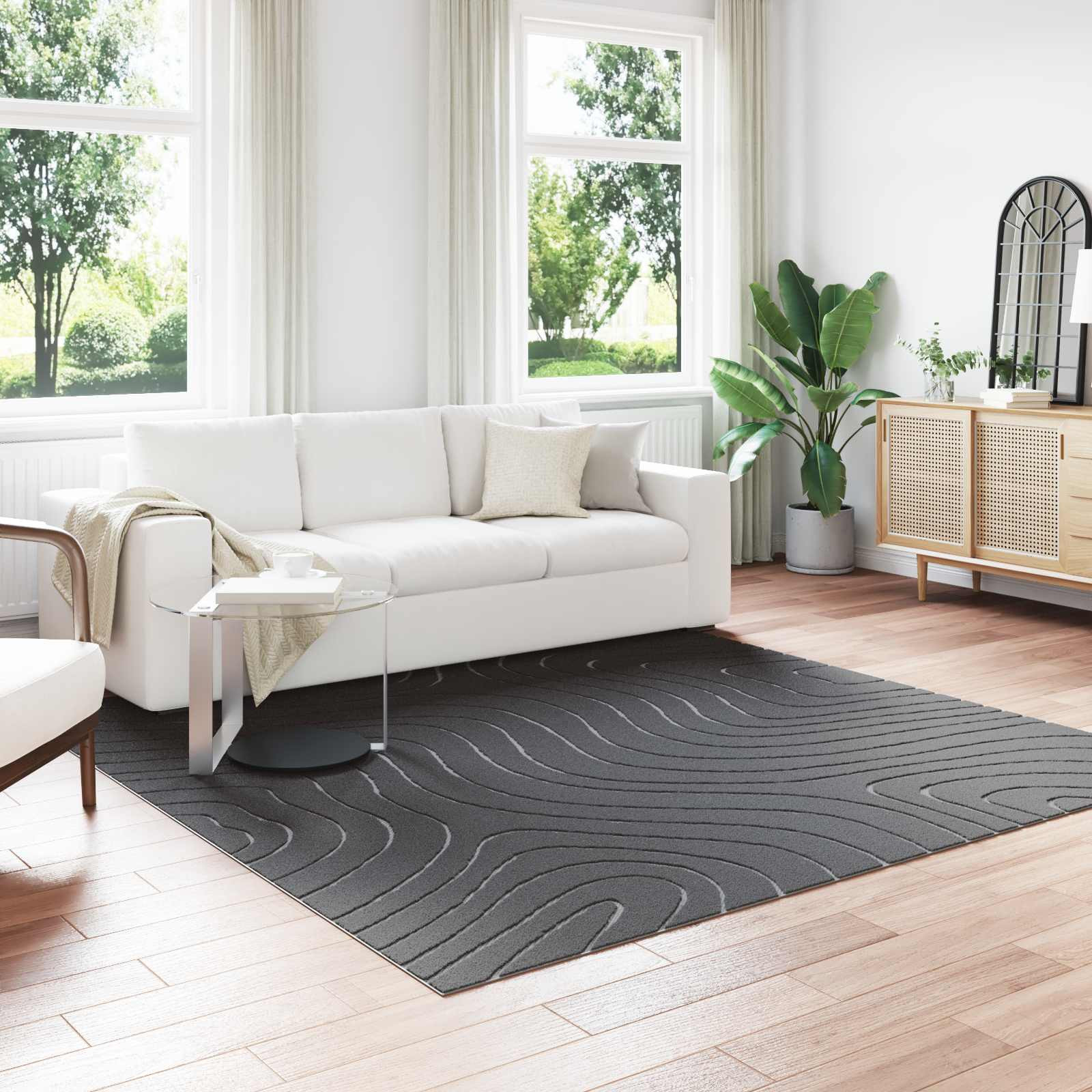 vidaXL Bereichsteppiche PALMERAS Anthrazit 240 x 240 cm Polyester