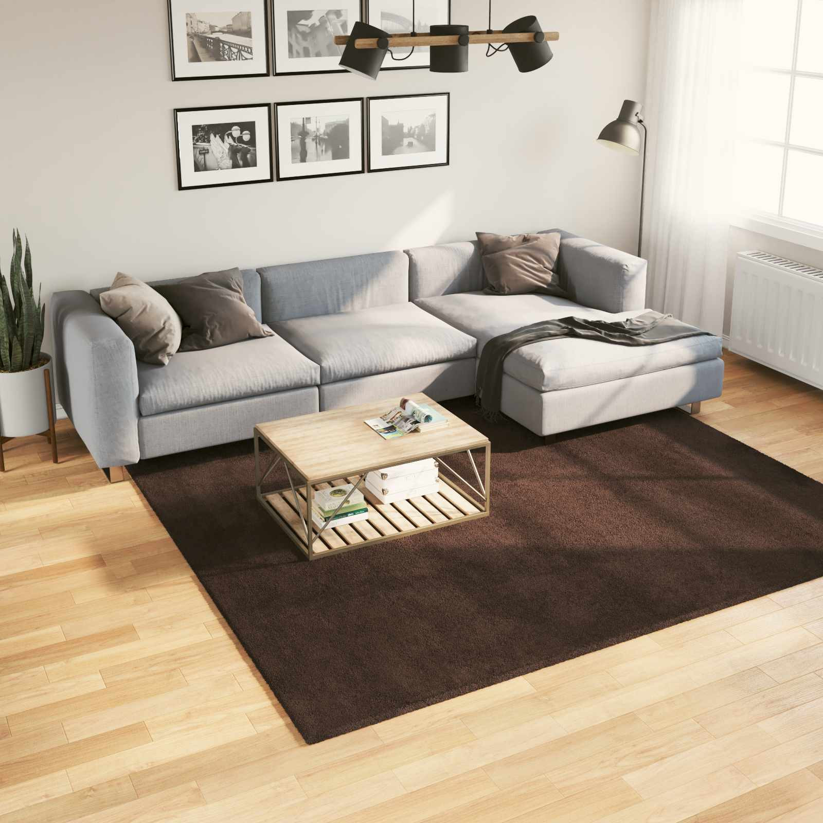 vidaXL Mittlerer Flor weicher und waschbarer Teppich HUARTE Braun