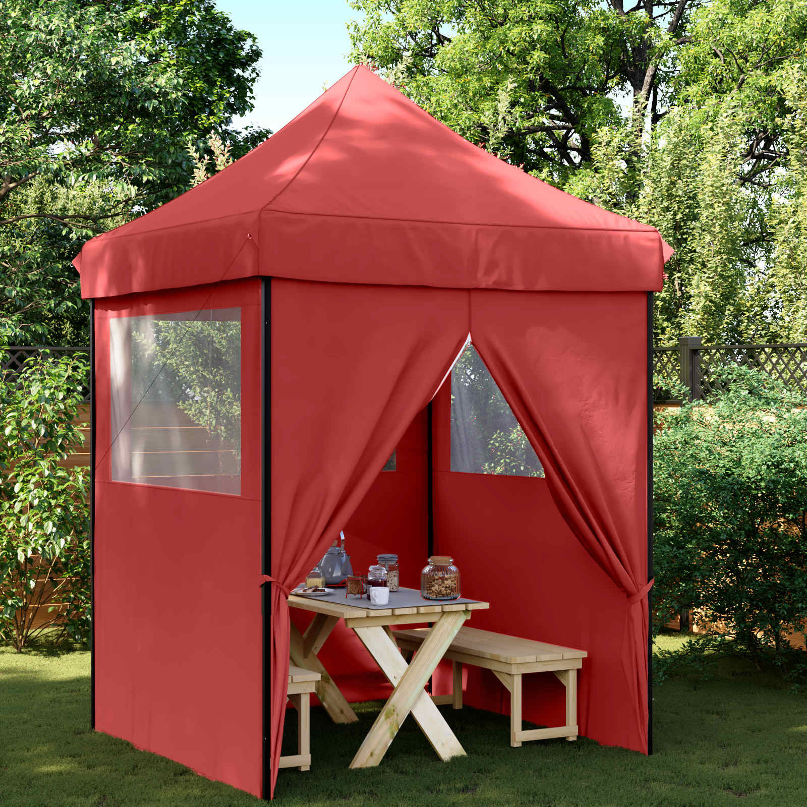 vidaXL Party-Zelt Bordeauxrot 200 x 200 x 306 cm Oxford-Stoff