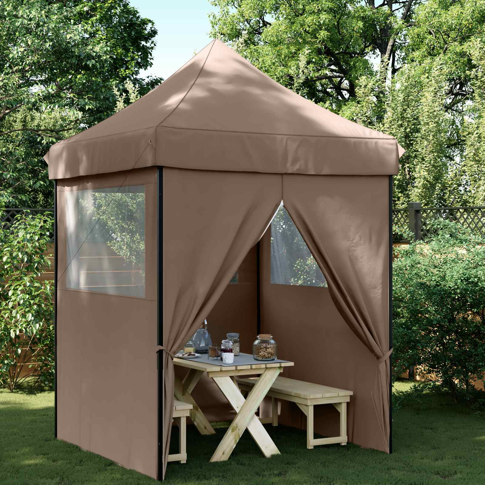 vidaXL Party-Zelt Braun 200 x 200 x 306 cm Oxford-Stoff