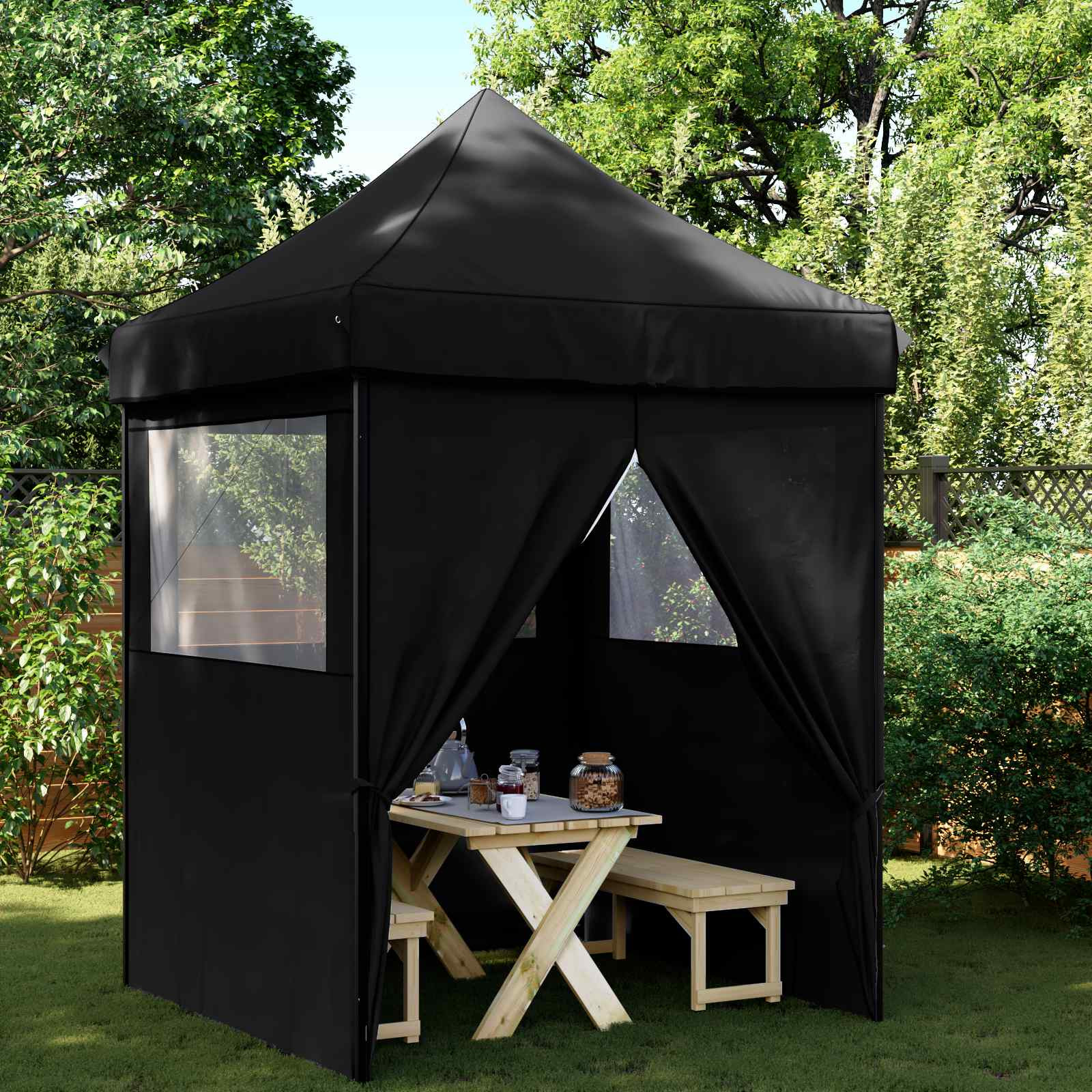 vidaXL Party-Zelt Schwarz 200 x 200 x 306 cm Oxford-Stoff