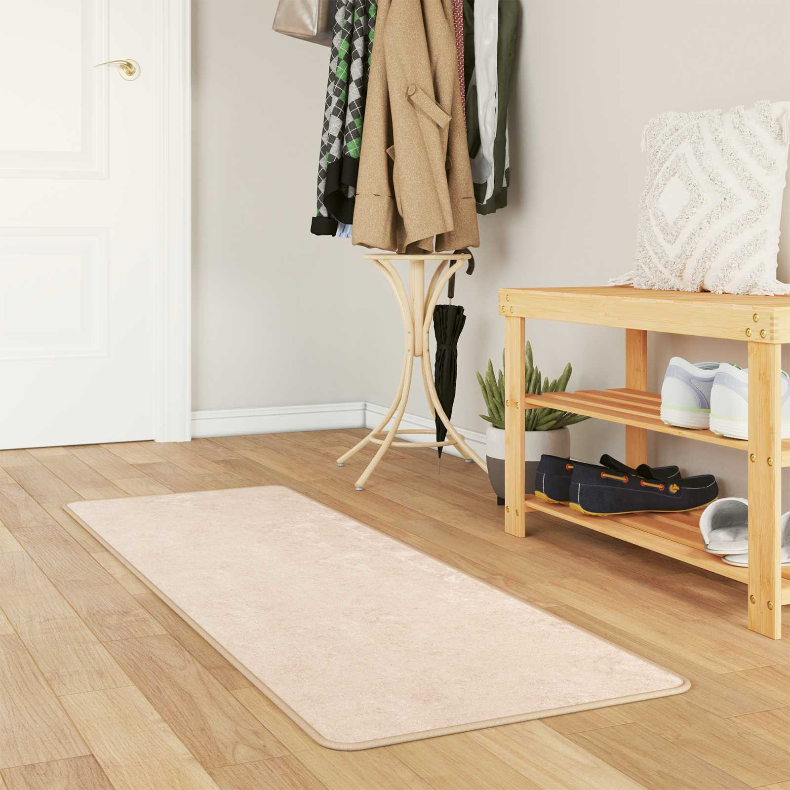 vidaXL Teppichläufer MARSA Creme 50 x 150 cm Polyester und PVC