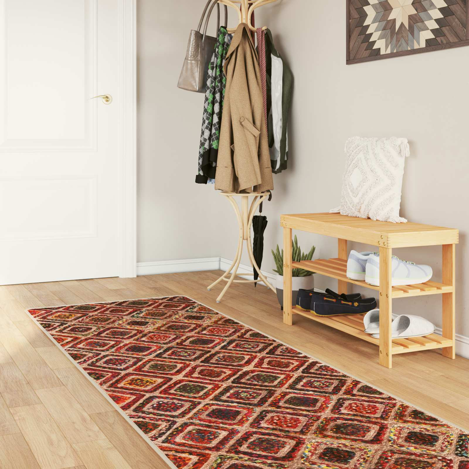 vidaXL Teppichläufer MARSA Mehrfarbig 100 x 300 cm Polyester und PVC