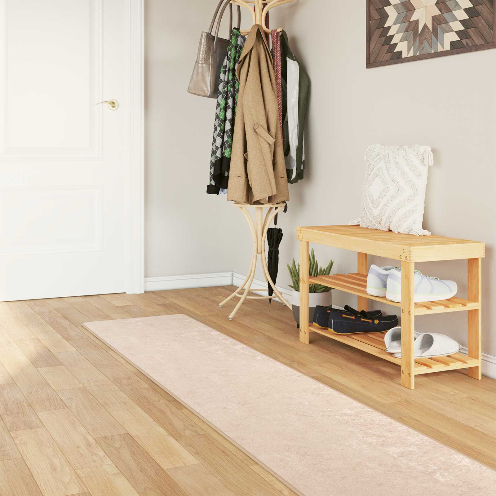 vidaXL Teppichläufer MARSA Creme 50 x 300 cm Polyester und PVC