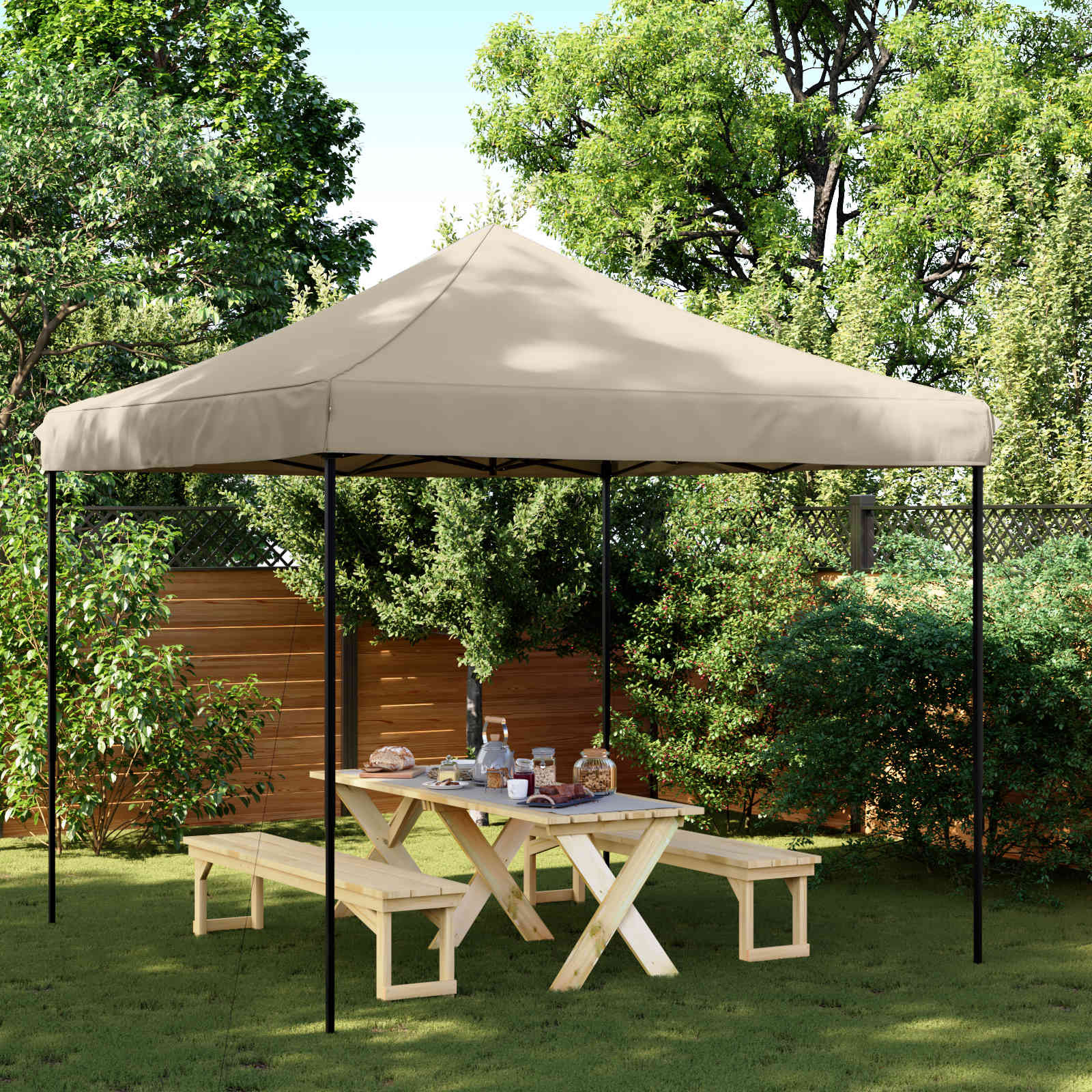 vidaXL Party-Zelt Taupe 292 x 292 x 315 cm Oxford-Stoff