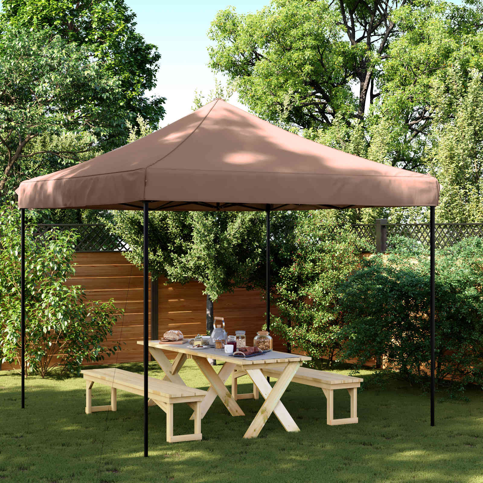 vidaXL Party-Zelt Braun 292 x 292 x 315 cm Oxford-Stoff