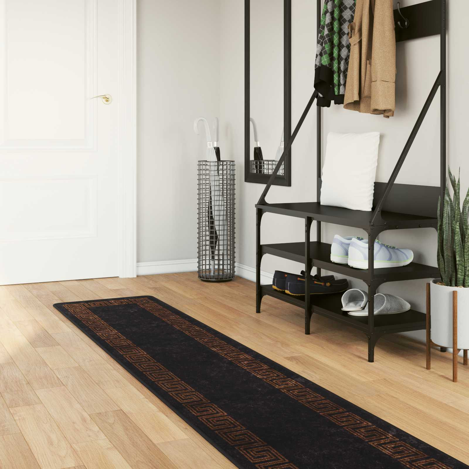 vidaXL Teppichläufer MARSA Schwarz 50 x 250 cm Polyester und PVC