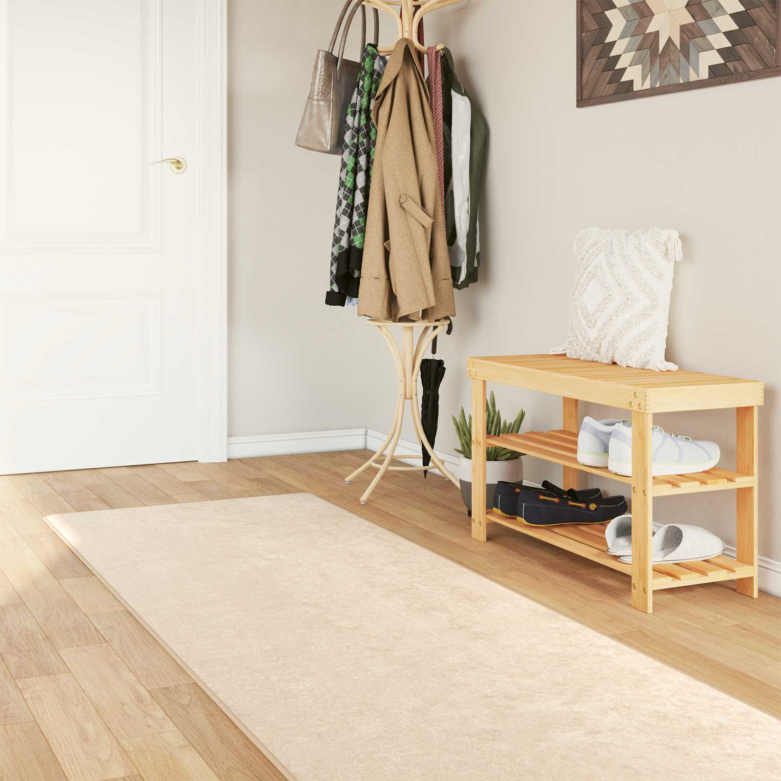 vidaXL Teppichläufer MARSA Creme 80 x 250 cm Polyester und PVC