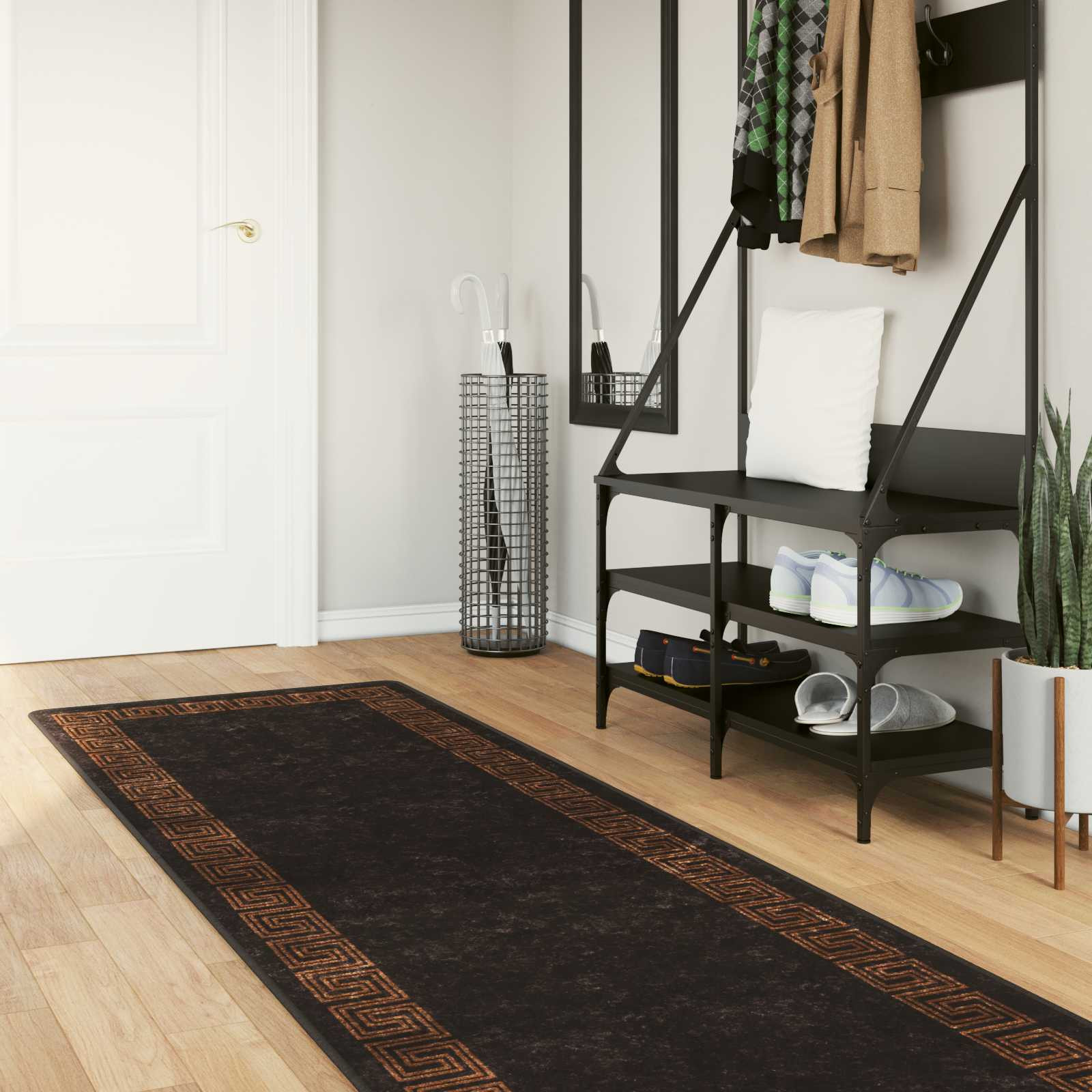 vidaXL Teppichläufer MARSA Schwarz 80 x 250 cm Polyester und PVC