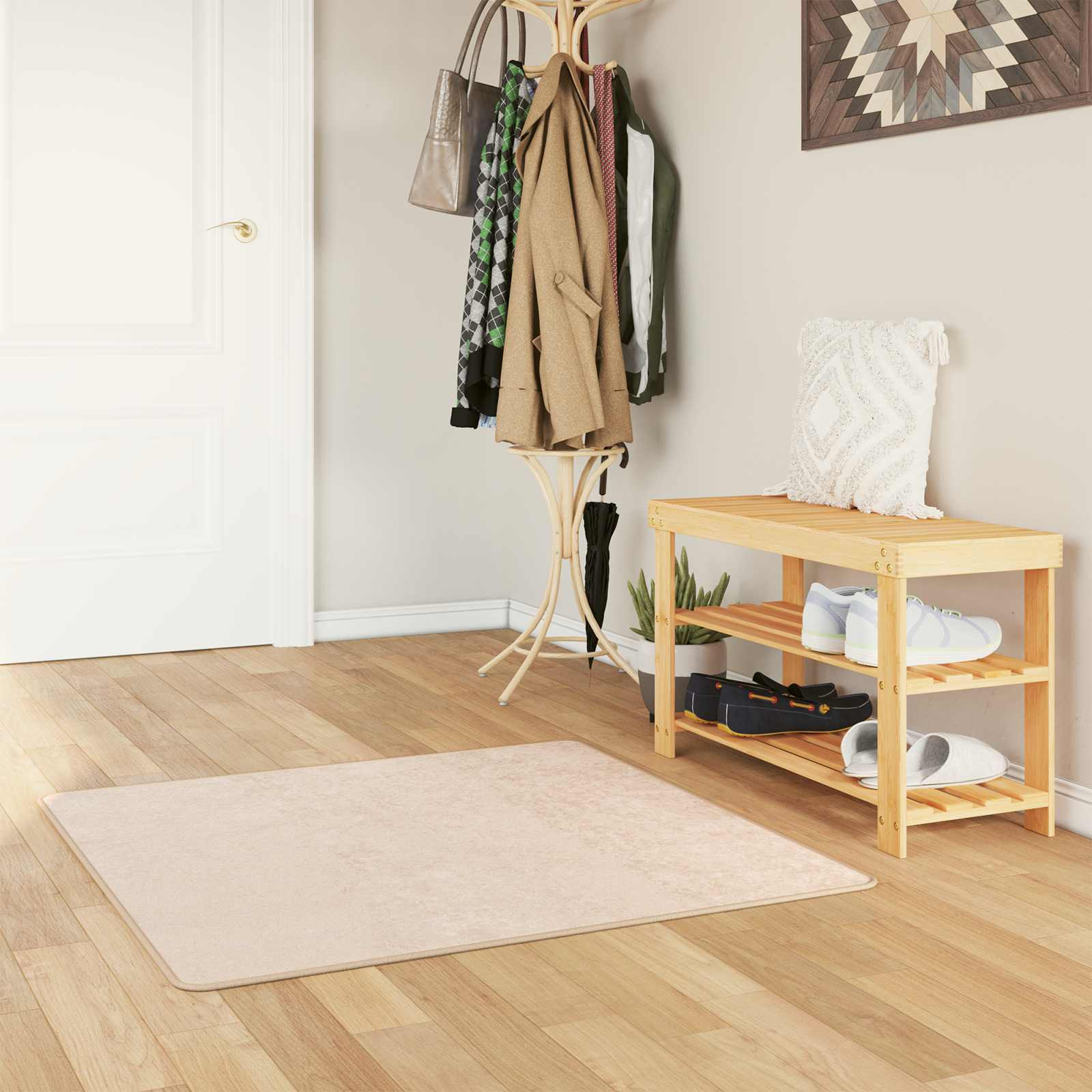vidaXL Teppichläufer MARSA Creme 100 x 100 cm Polyester und PVC