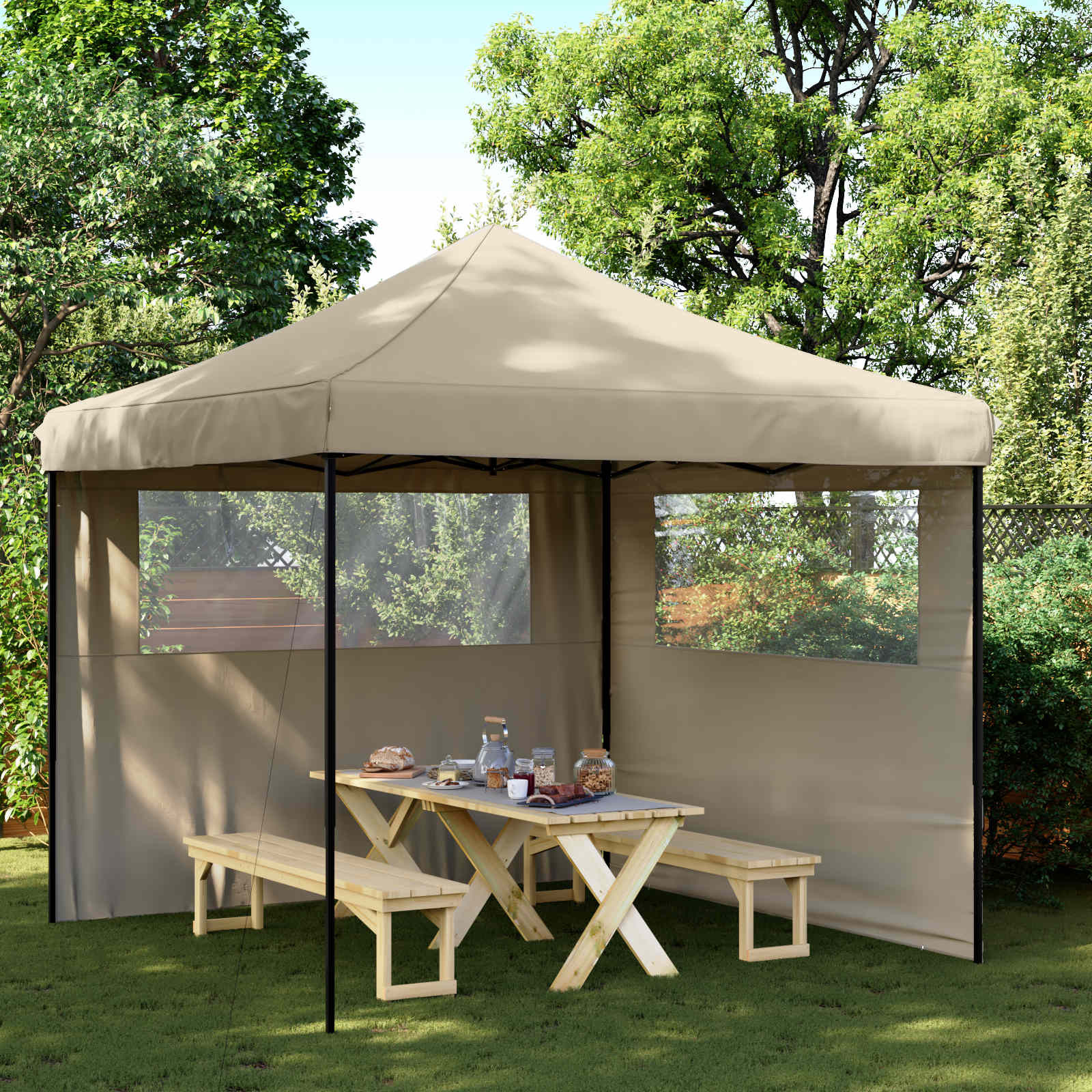 vidaXL Party-Zelt Taupe 292 x 292 x 315 cm Oxford-Stoff