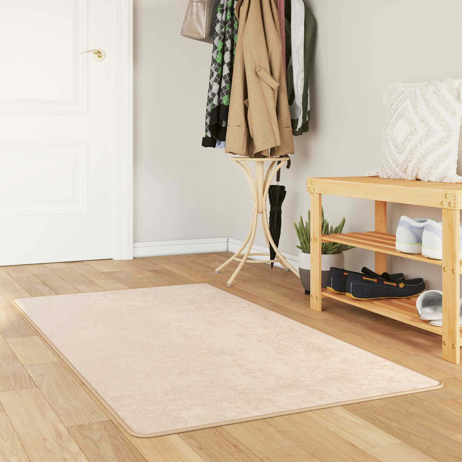 vidaXL Teppichläufer MARSA Creme 100 x 200 cm Polyester und PVC