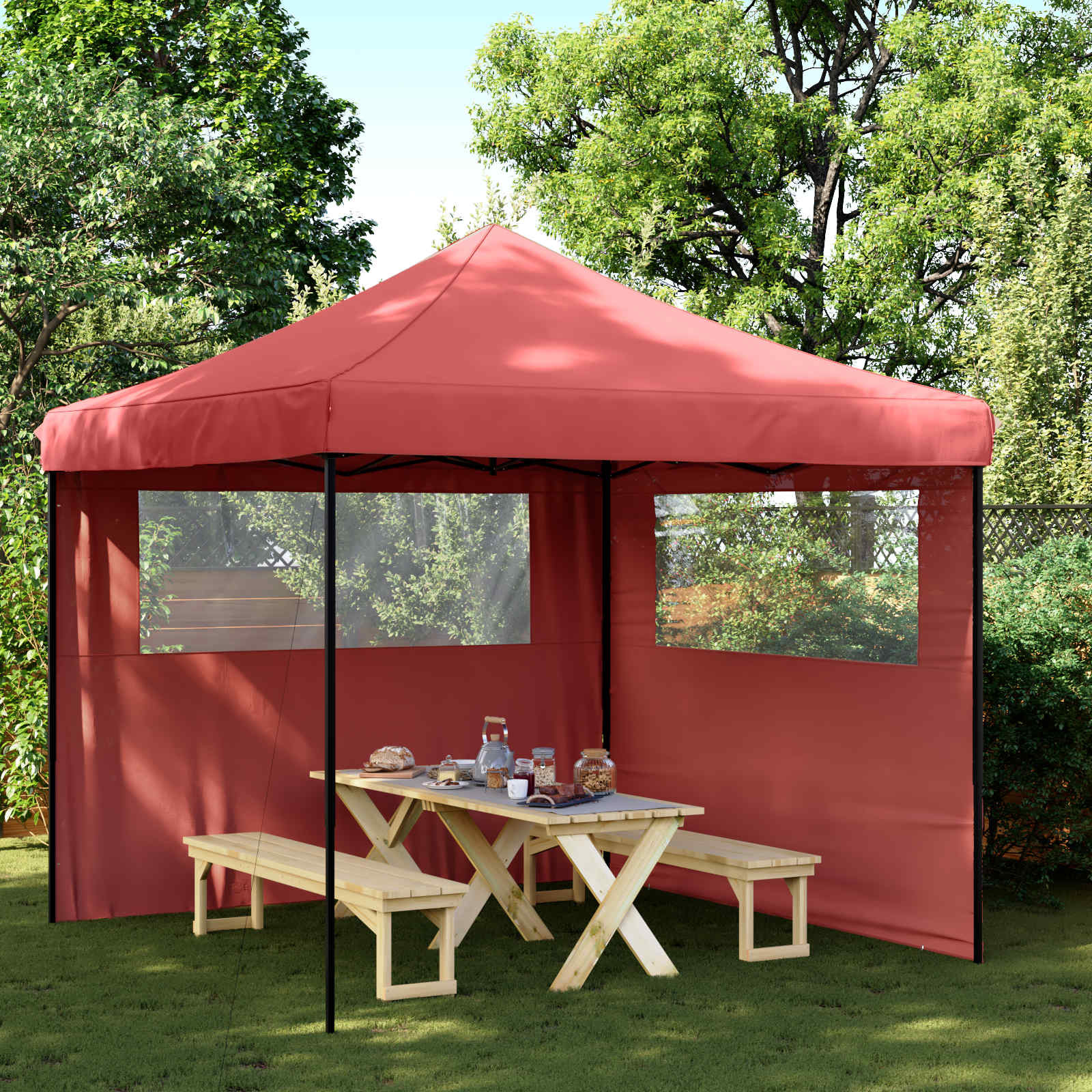 vidaXL Party-Zelt Bordeauxrot 292 x 292 x 315 cm Oxford-Stoff