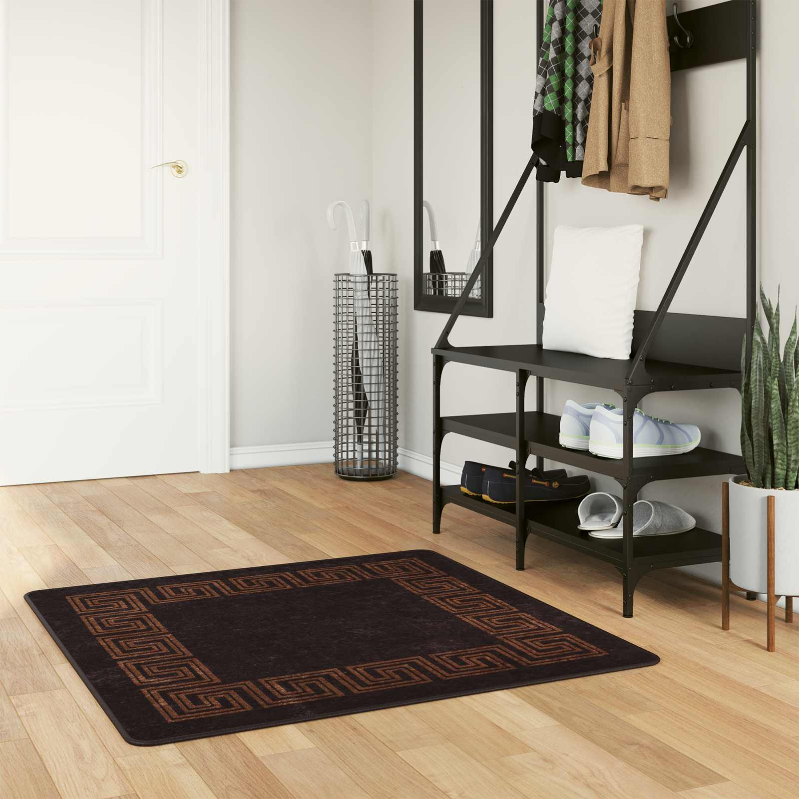 vidaXL Teppichläufer MARSA Schwarz 100 x 100 cm Polyester und PVC