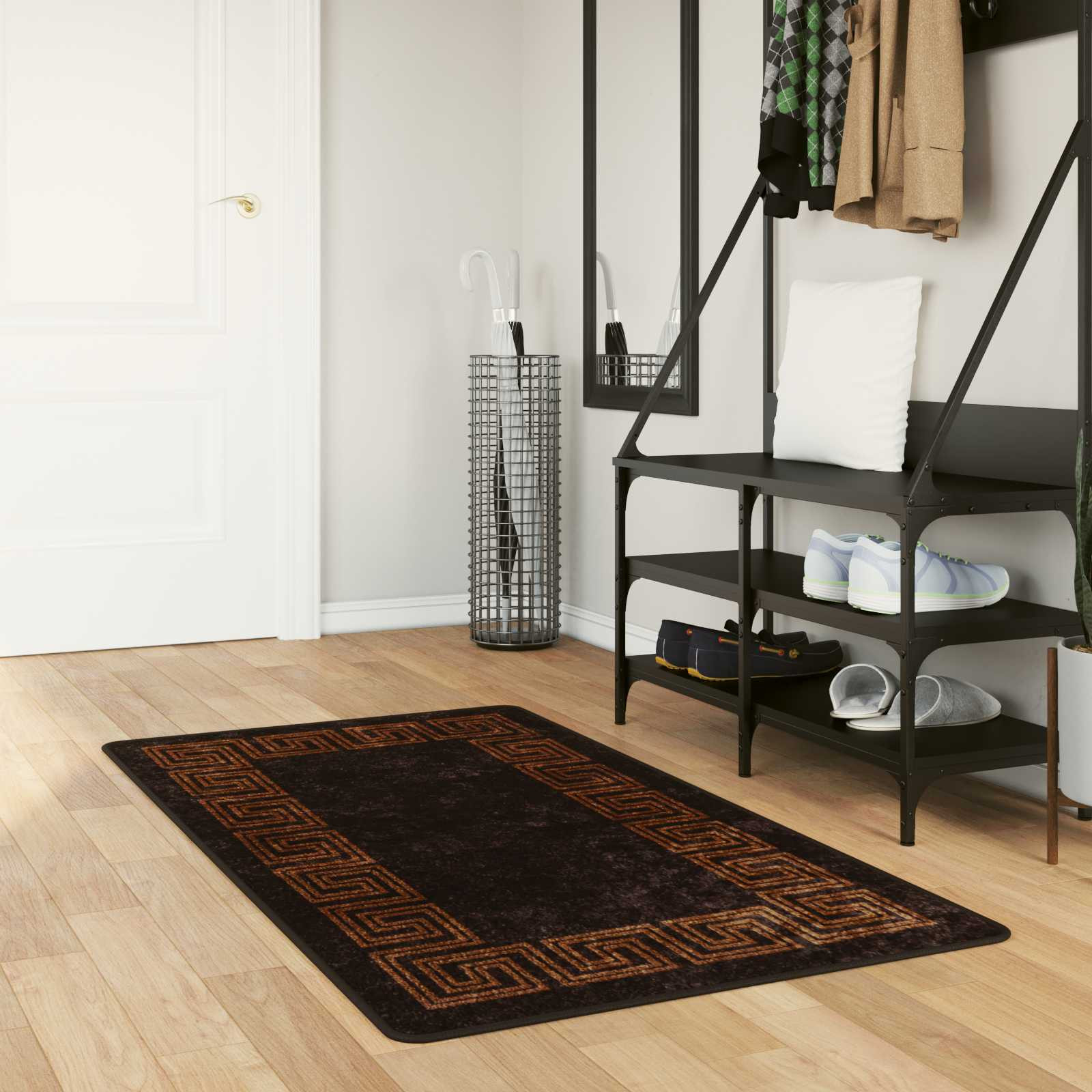 vidaXL Teppichläufer MARSA Schwarz 100 x 200 cm Polyester und PVC