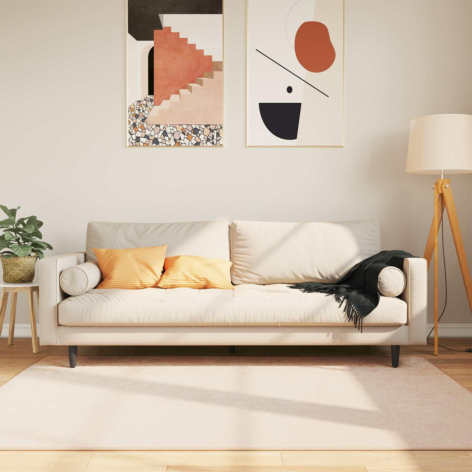 vidaXL Teppichläufer MARSA Creme 120 x 170 cm Polyester und PVC