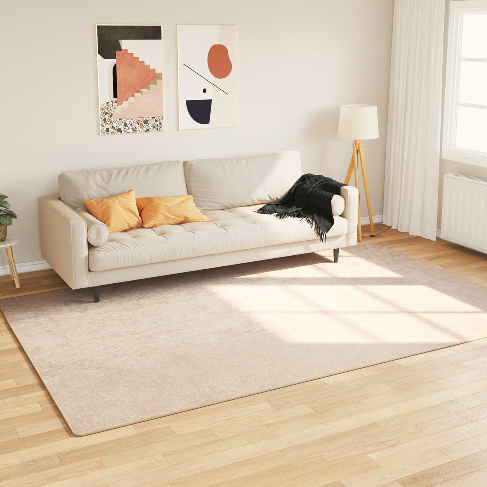 vidaXL Teppichläufer MARSA Creme 190 x 300 cm Polyester und PVC