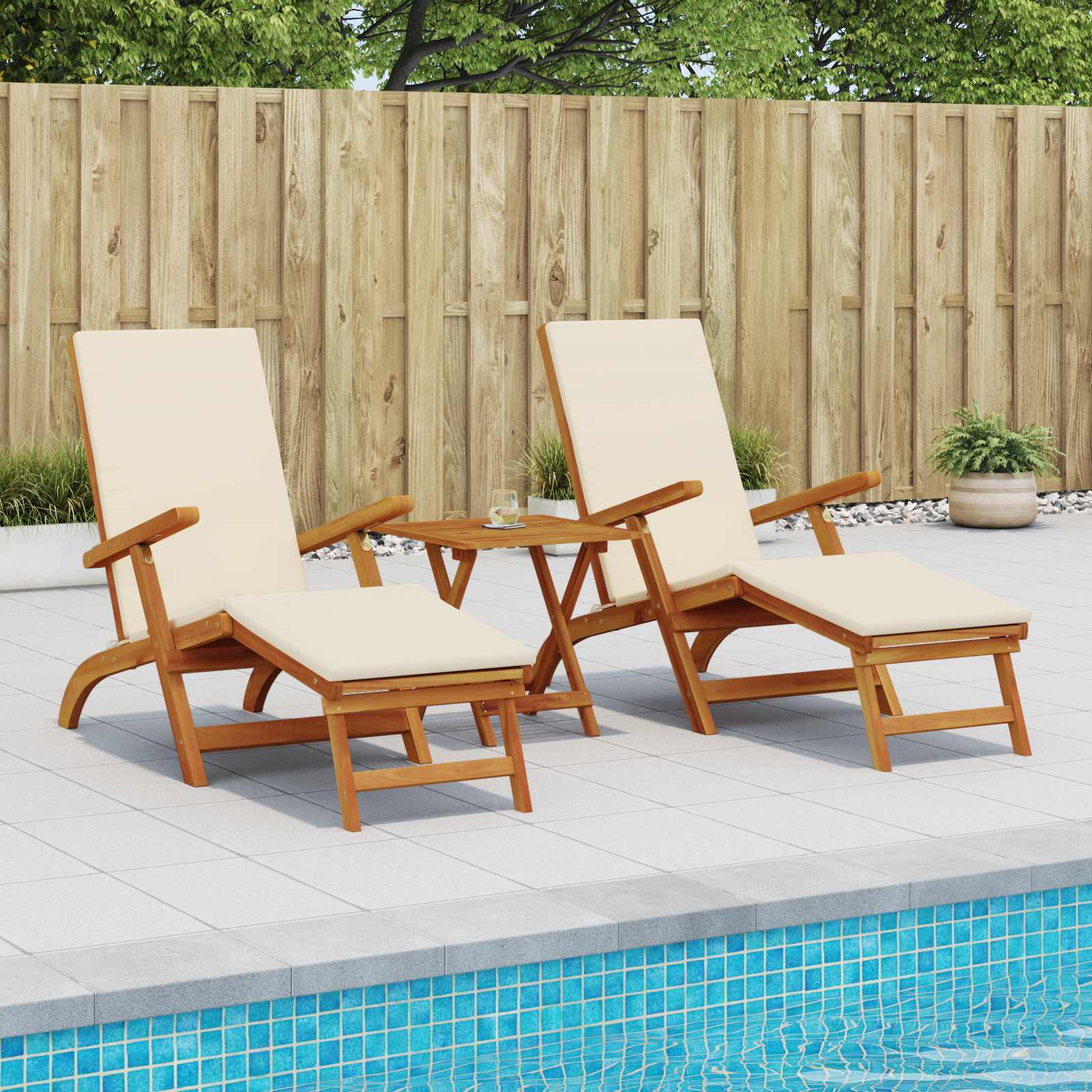 vidaXL Liegestuhl zum Verstellen und Klappen 2 pcs 55 x 146 x 91 cm