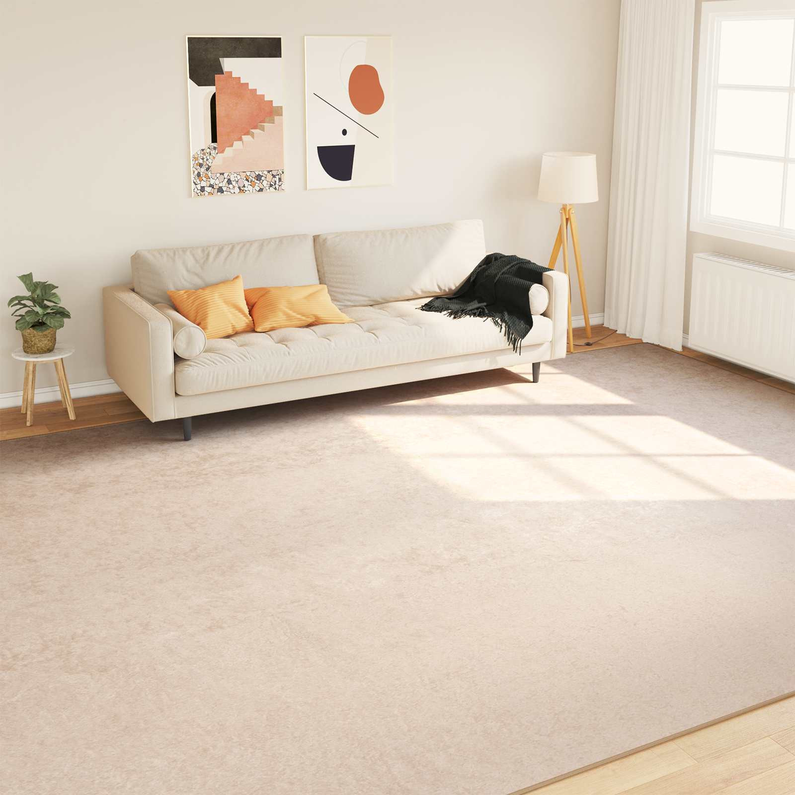 vidaXL Teppichläufer MARSA Creme 300 x 400 cm Polyester und PVC