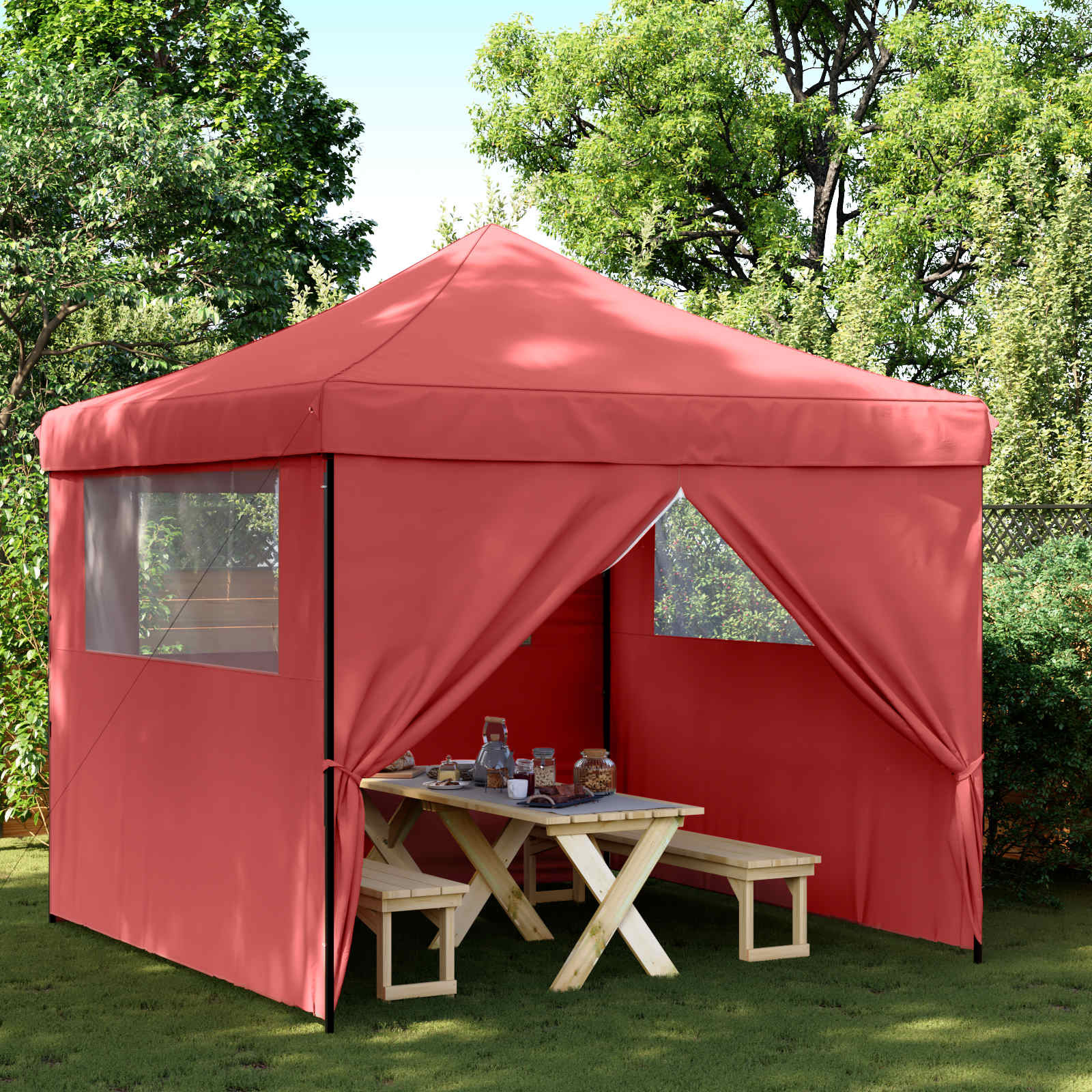 vidaXL Party-Zelt Bordeauxrot 292 x 292 x 315 cm Oxford-Stoff