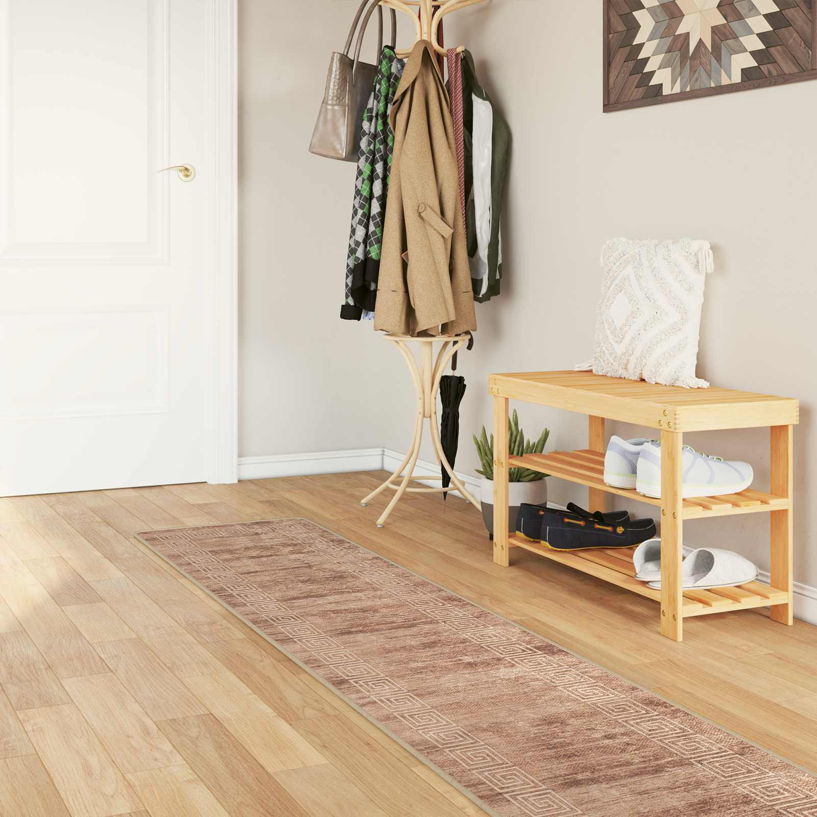 vidaXL Teppichläufer MARSA Weiß 50 x 300 cm Polyester und PVC