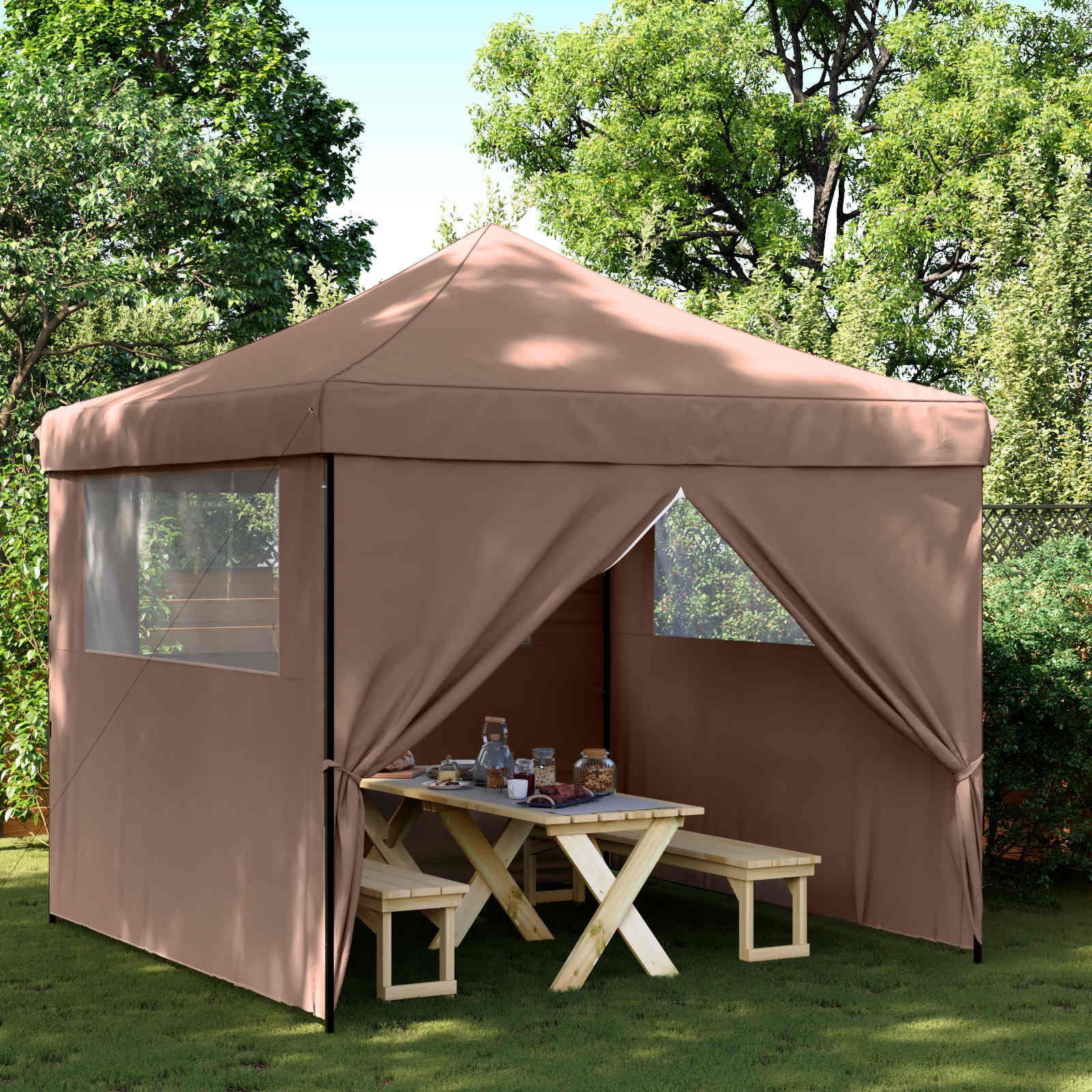 vidaXL Party-Zelt Braun 292 x 292 x 315 cm Oxford-Stoff