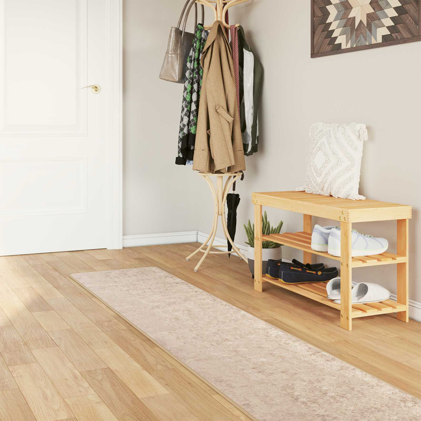 vidaXL Teppichläufer MARSA Beige 50 x 300 cm Polyester und PVC