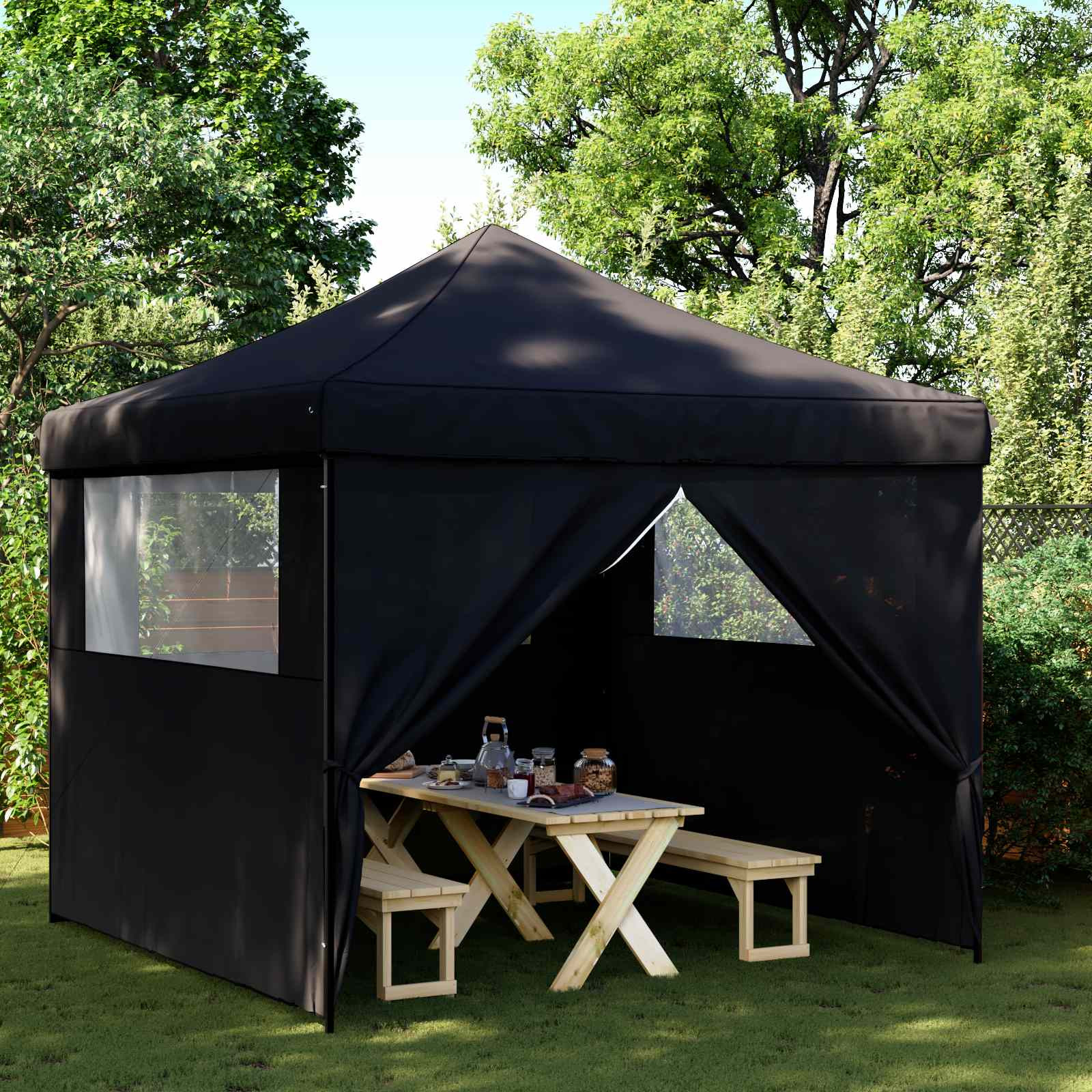vidaXL Party-Zelt Schwarz 292 x 292 x 315 cm Oxford-Stoff